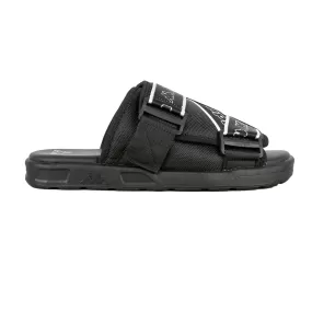 Logo Tape Kalpi Sandals - Black White