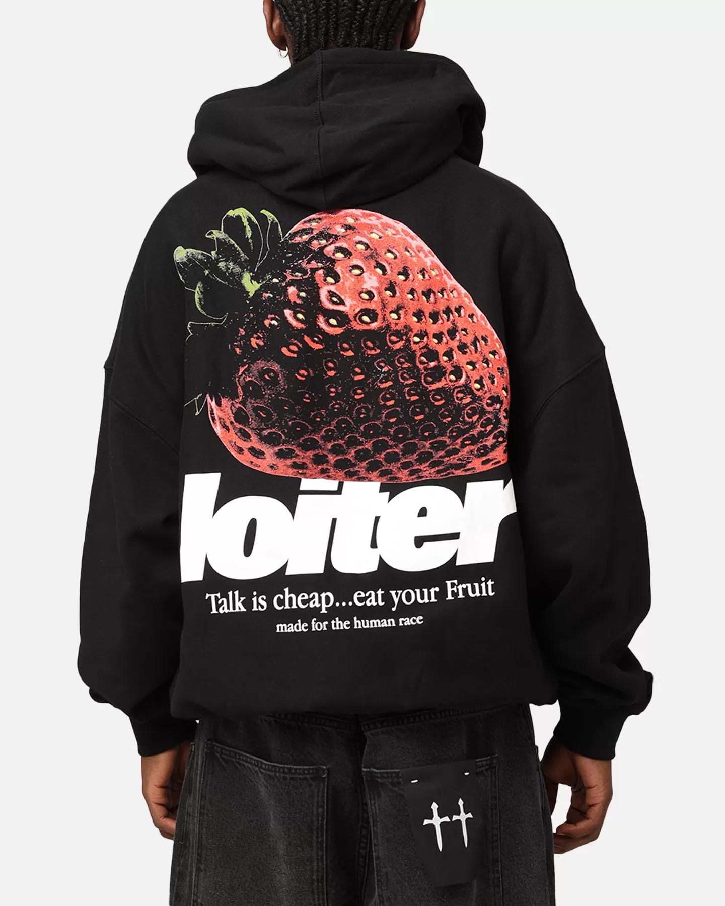 Loiter Strawberry Hoodie Black