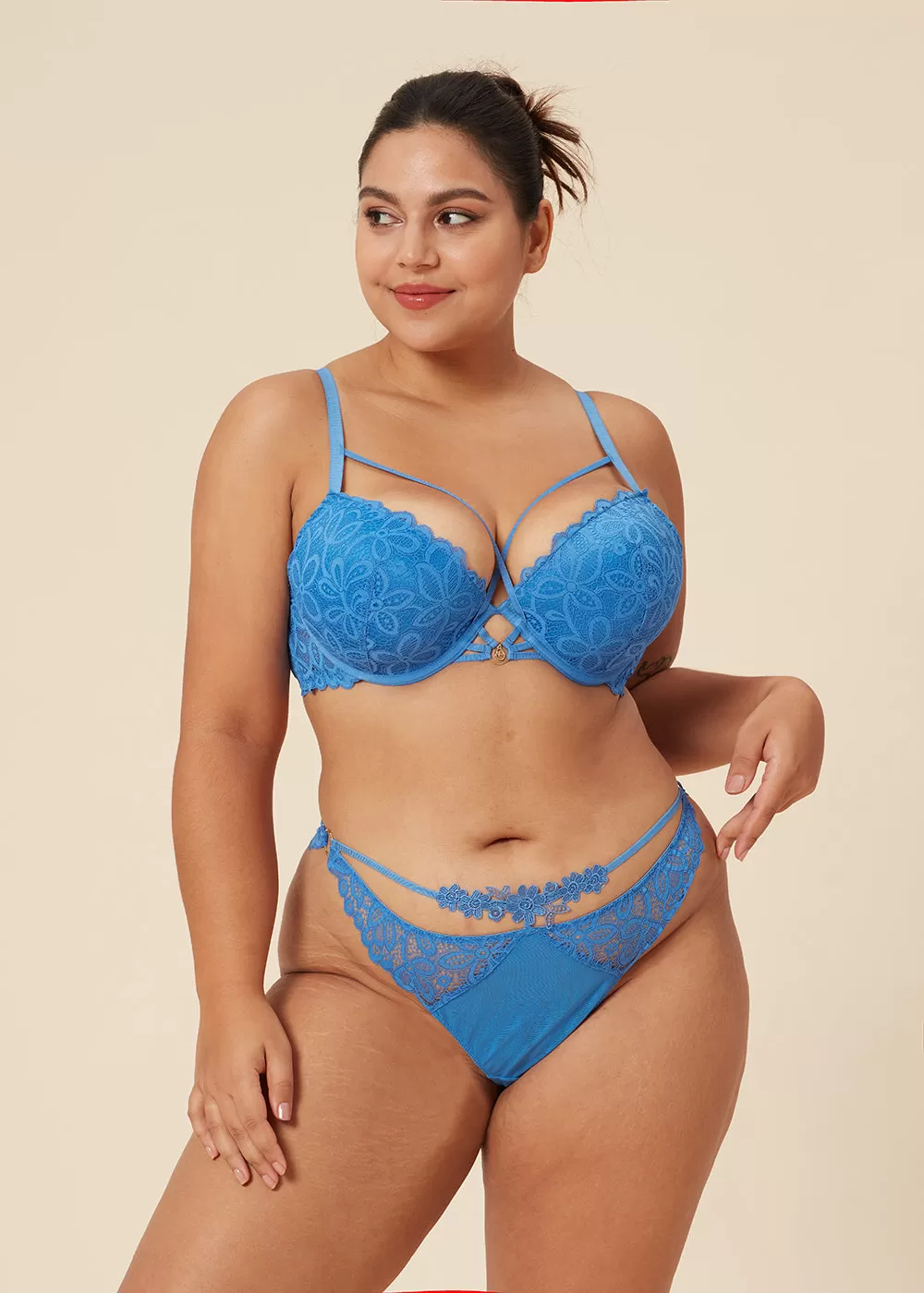 LYRA Plus Sexy Recycled Lace Push-Up Underwire Demi Bra