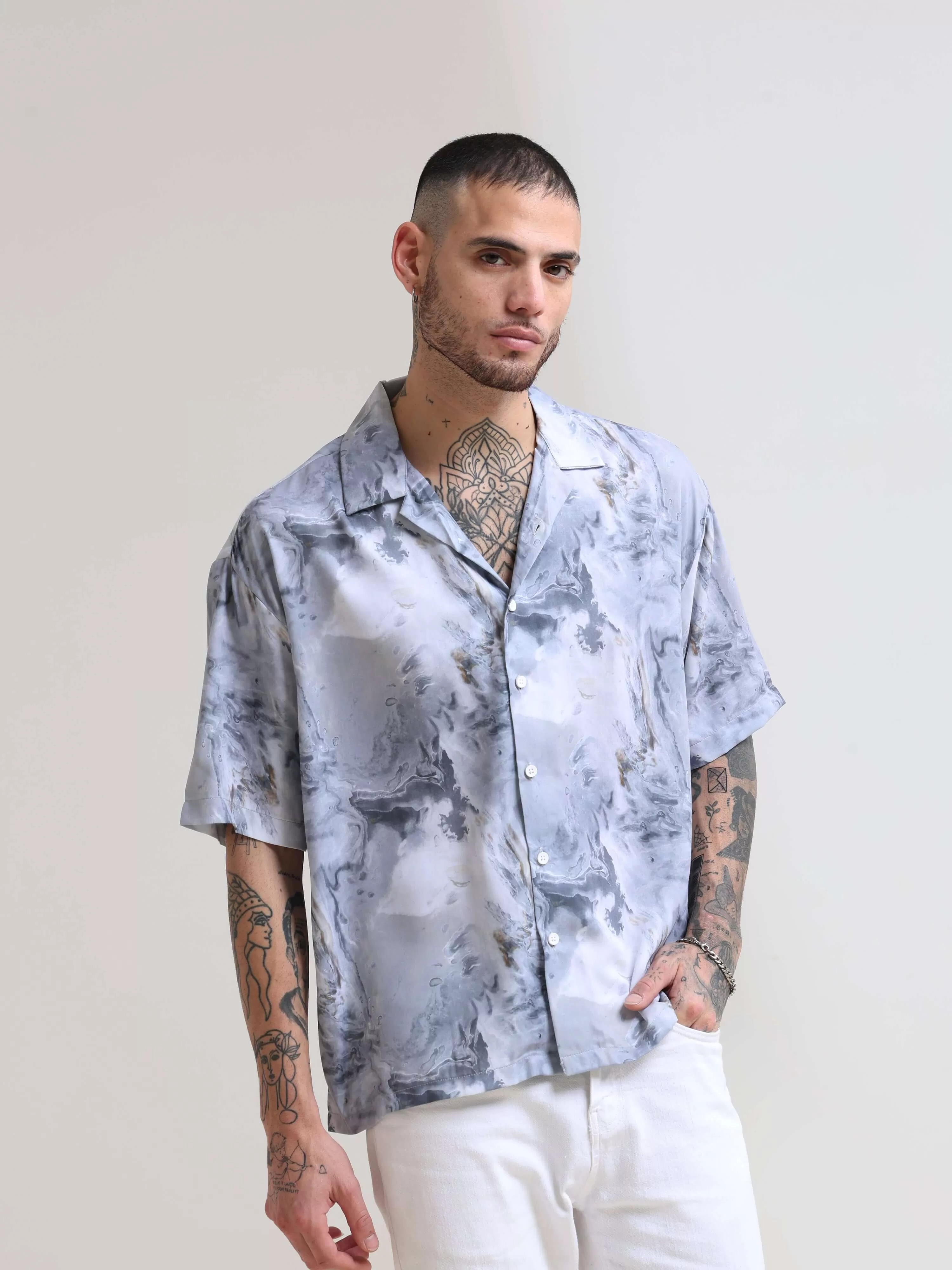 Marble Grey Oversized Shirt