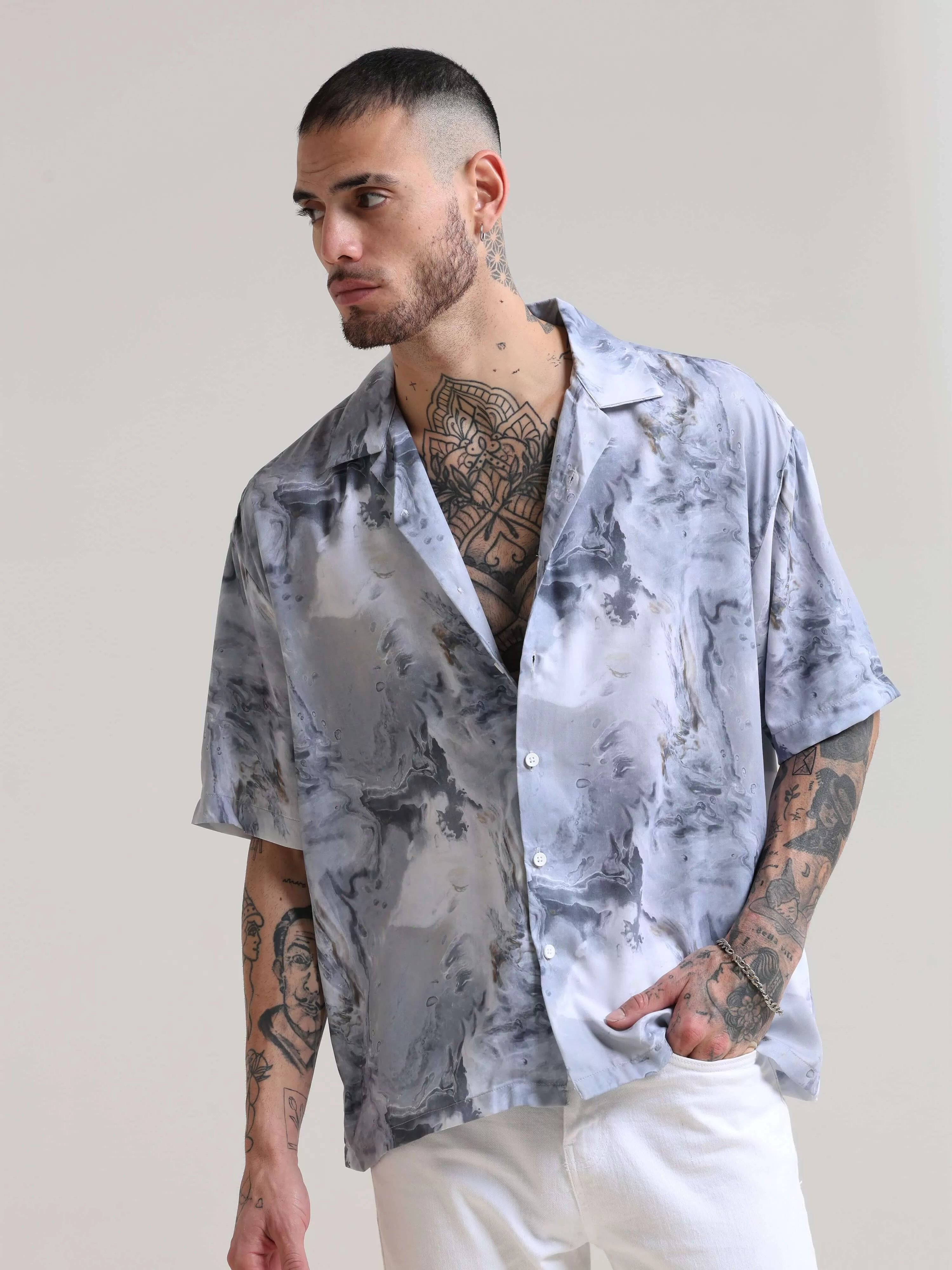 Marble Grey Oversized Shirt