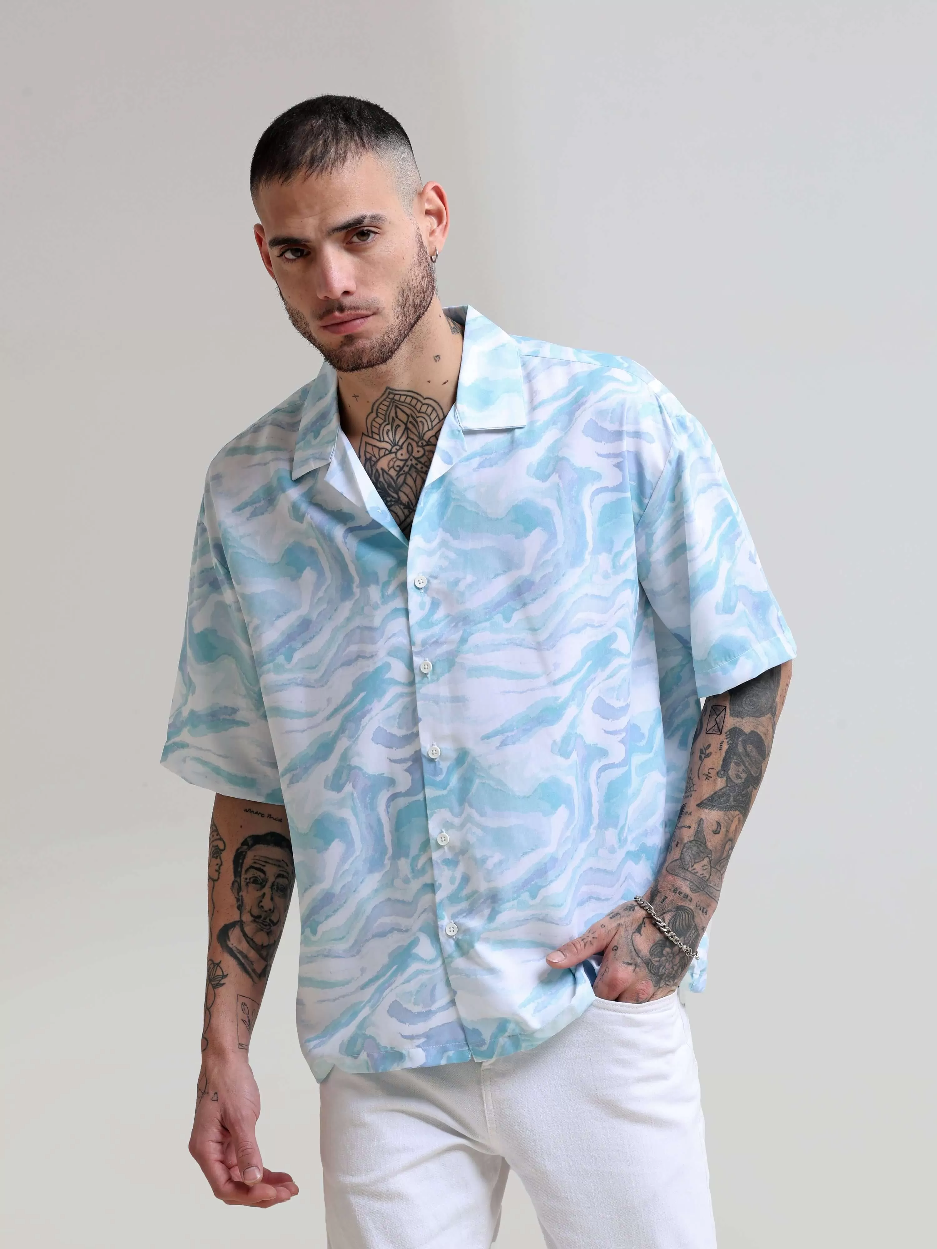 Marble Wave Oversized Shirt