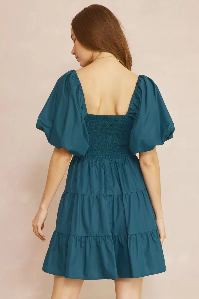 Marlowe Smocked Dress (Teal)