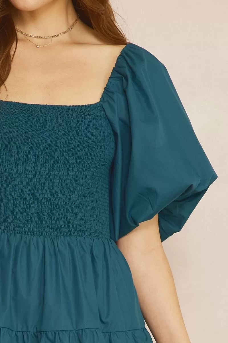 Marlowe Smocked Dress (Teal)