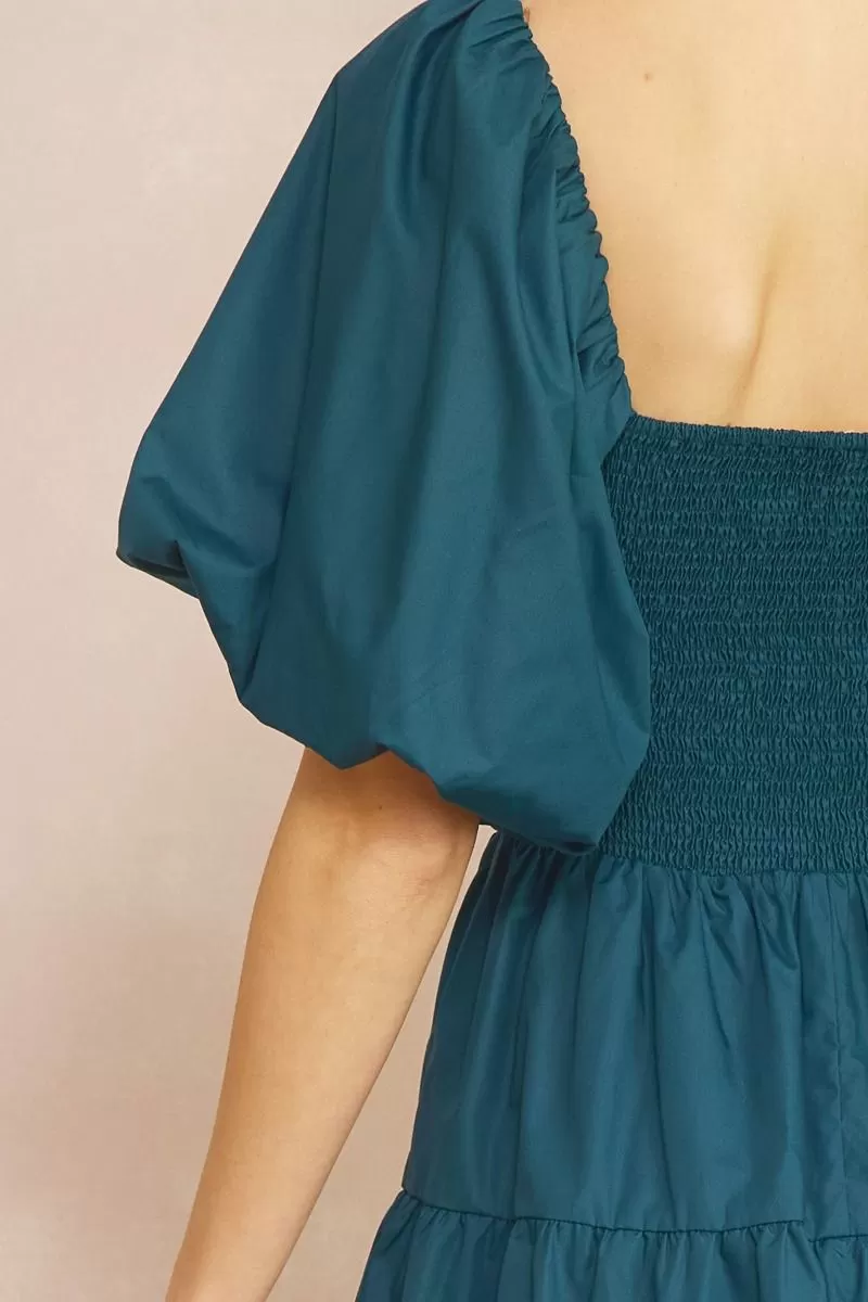 Marlowe Smocked Dress (Teal)