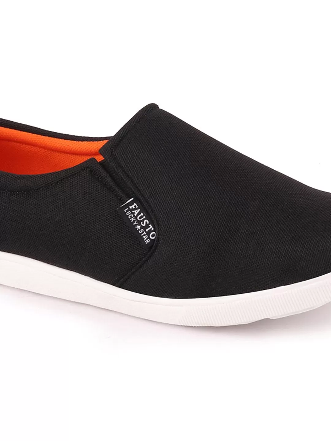 Men Black Casual Canvas Slip-On Loafers