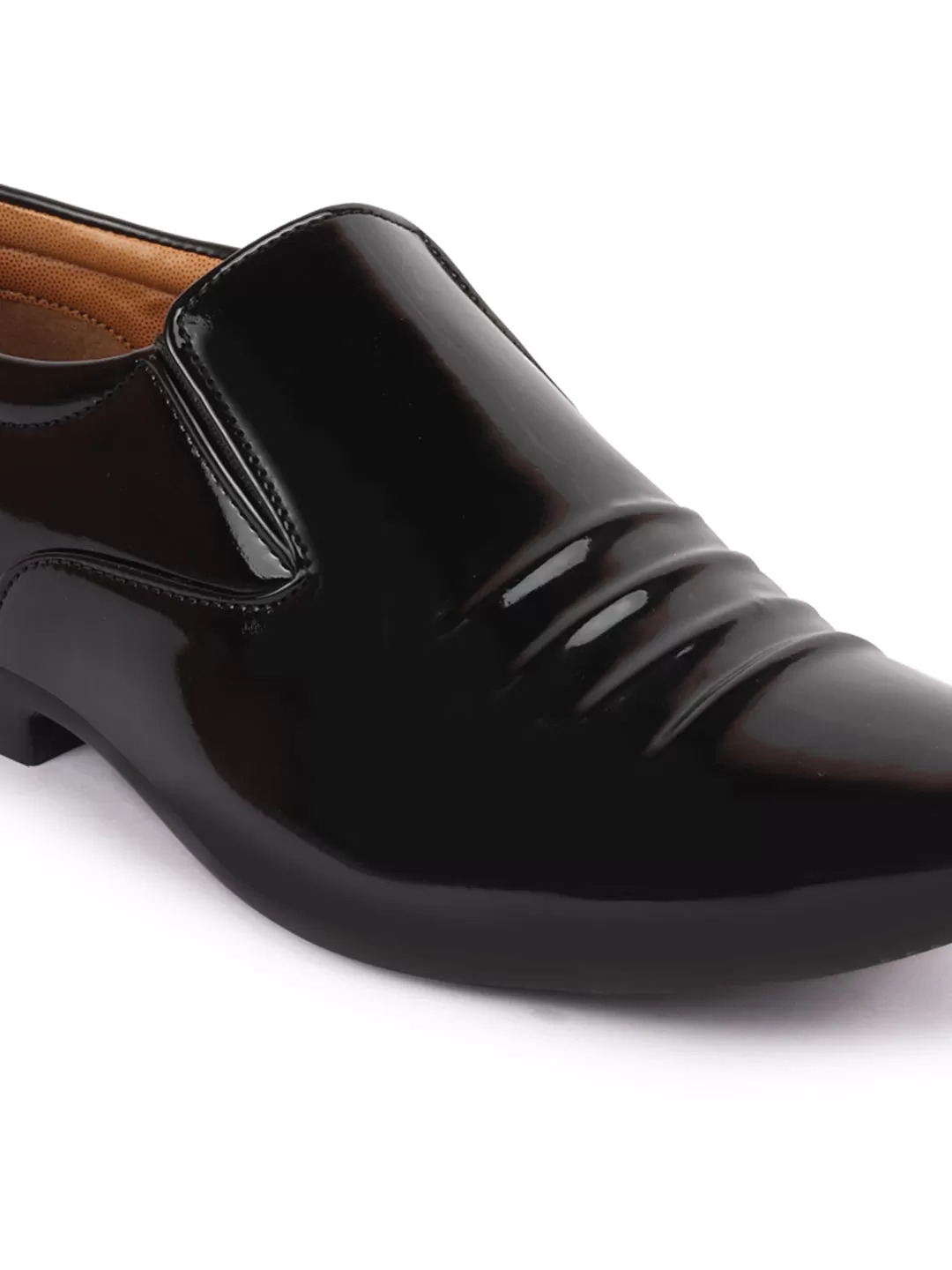 Men Black Casual Patent Leather Slip-On Loafers