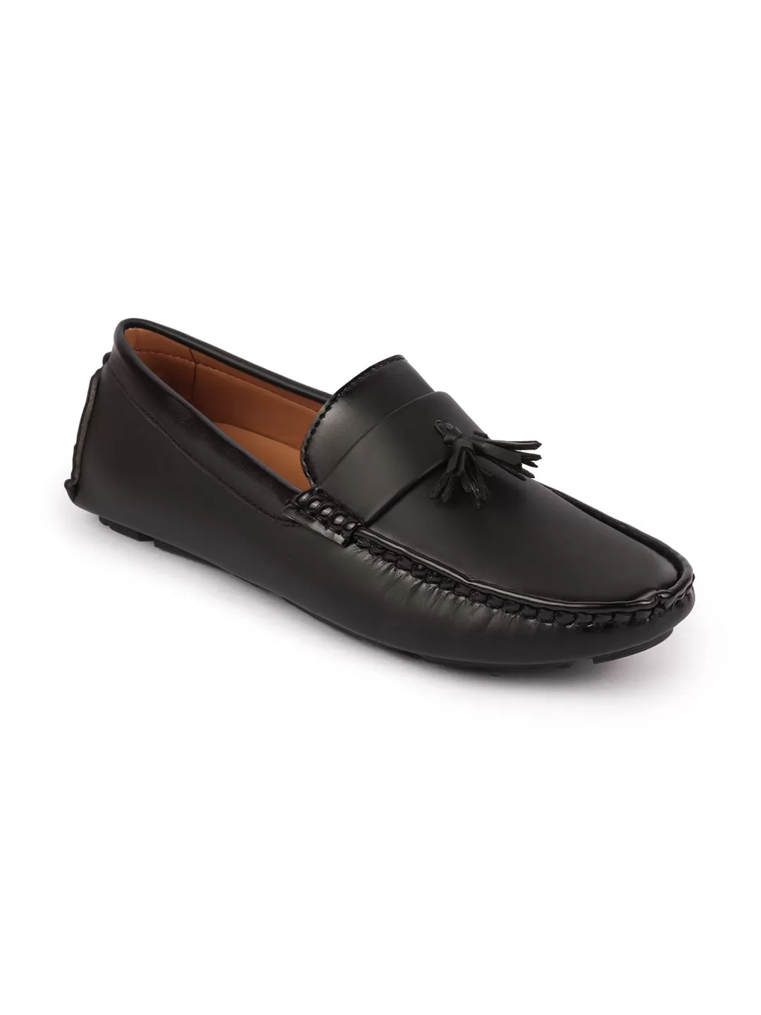 Men Black Driving Outdoor Tassel Loafer and Moccasin Shoes