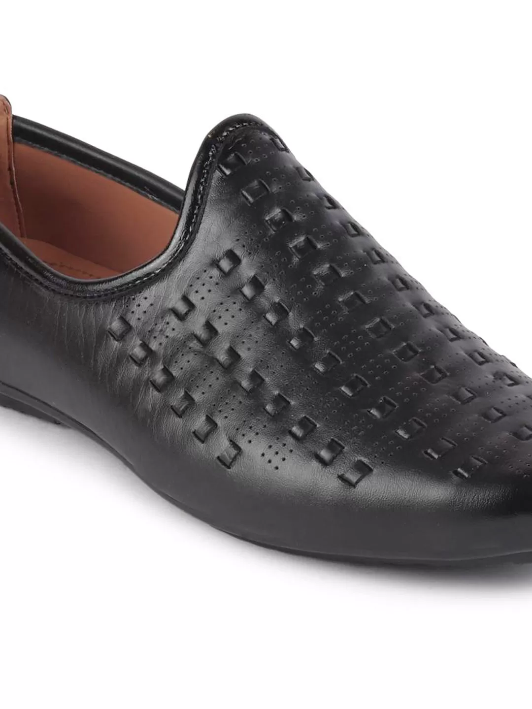 Men Black Ethnic Slip-On Round Toe Jutis & Mojaris