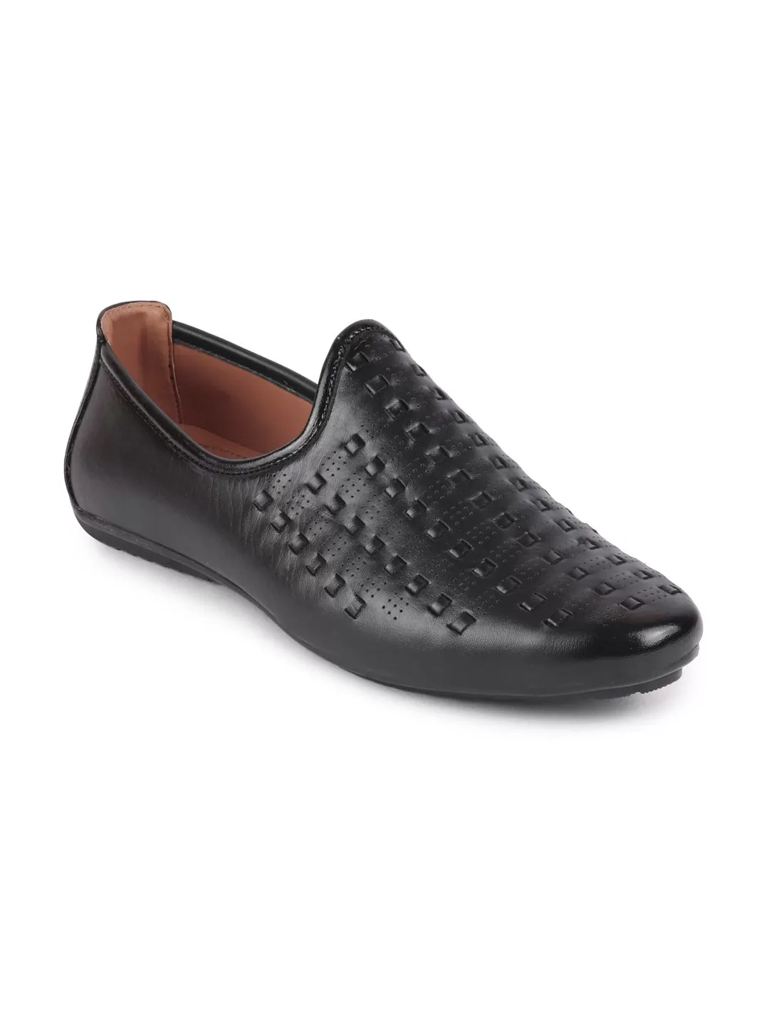 Men Black Ethnic Slip-On Round Toe Jutis & Mojaris