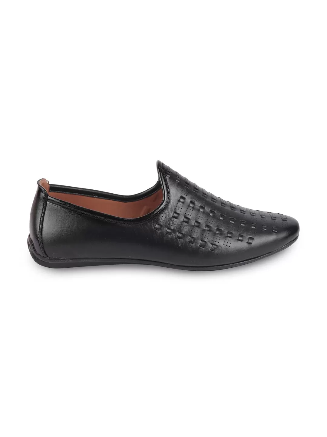 Men Black Ethnic Slip-On Round Toe Jutis & Mojaris