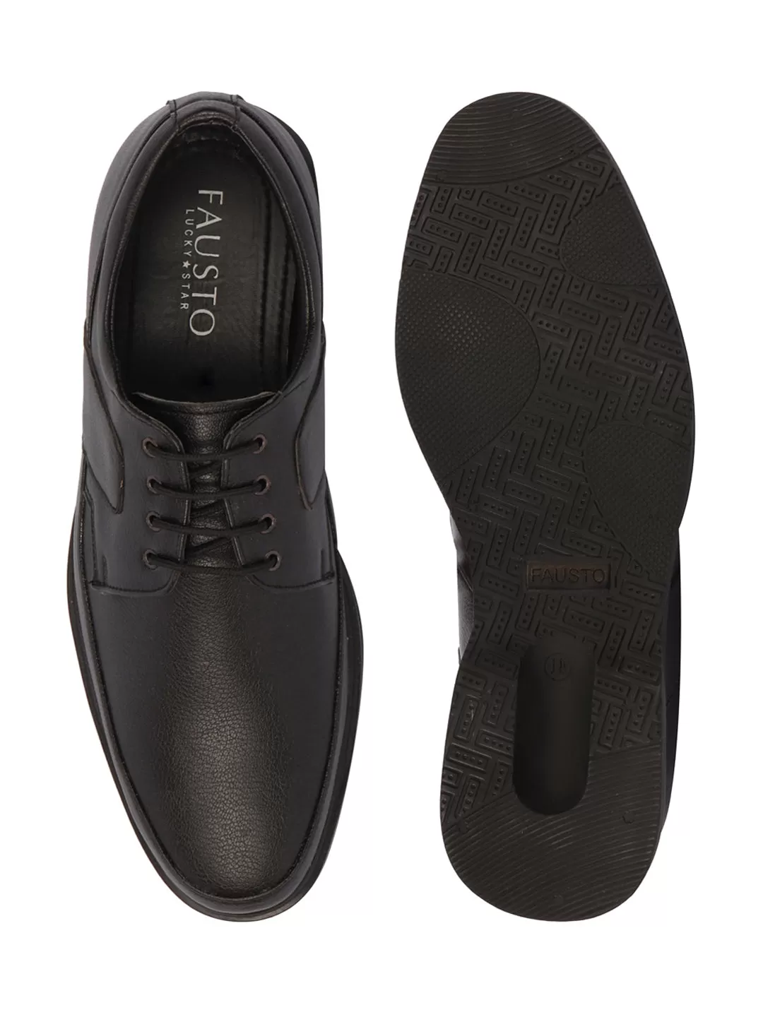 Men Black Formal Side Strip Design Lace Up Shoes