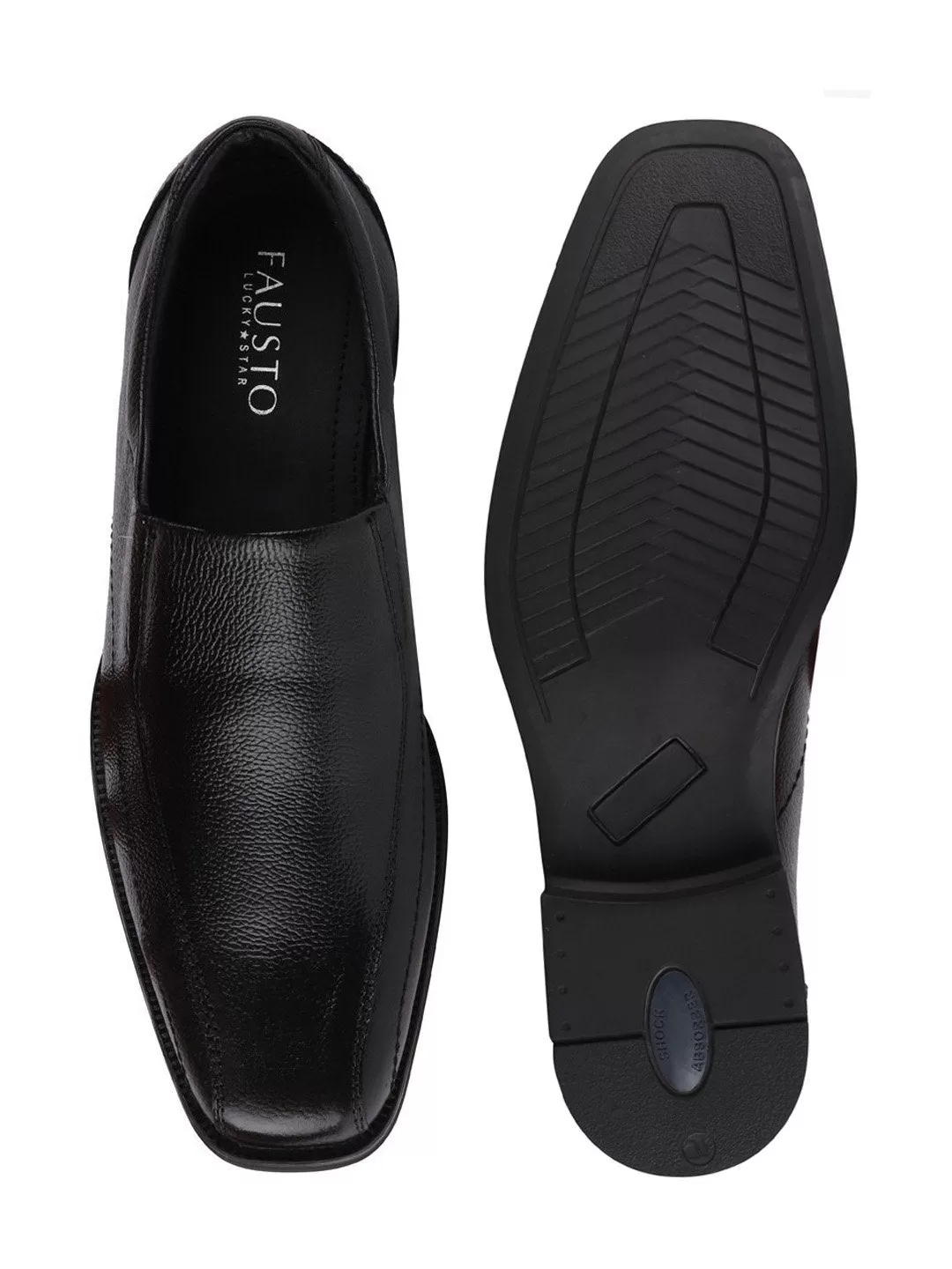 Men Black Plus Size Genuine Leather Formal Slip On Shoes