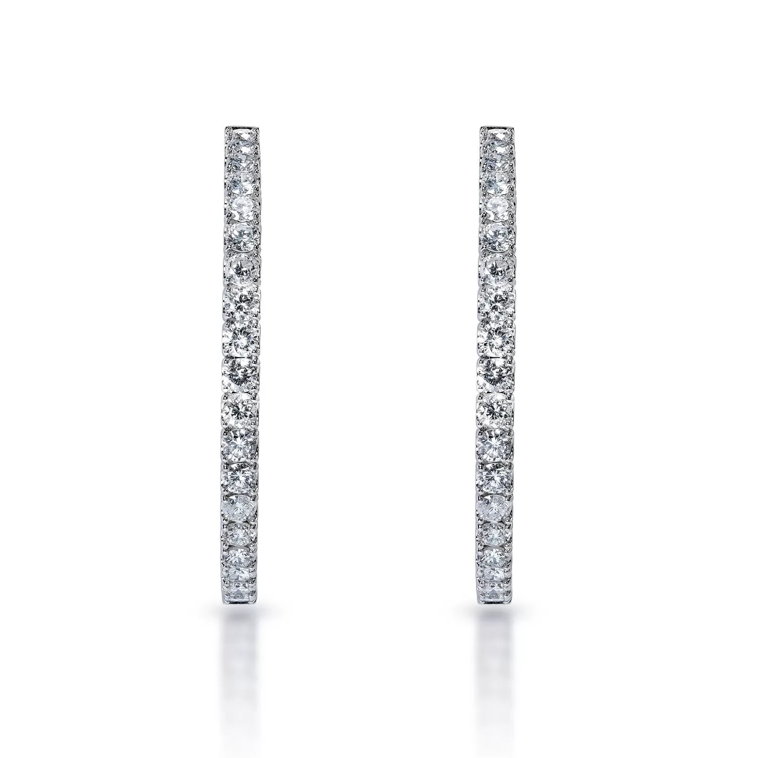 Mikaela 2 inch 12 Carat Round Brilliant Diamond Hoop Earrings in 14k White Gold