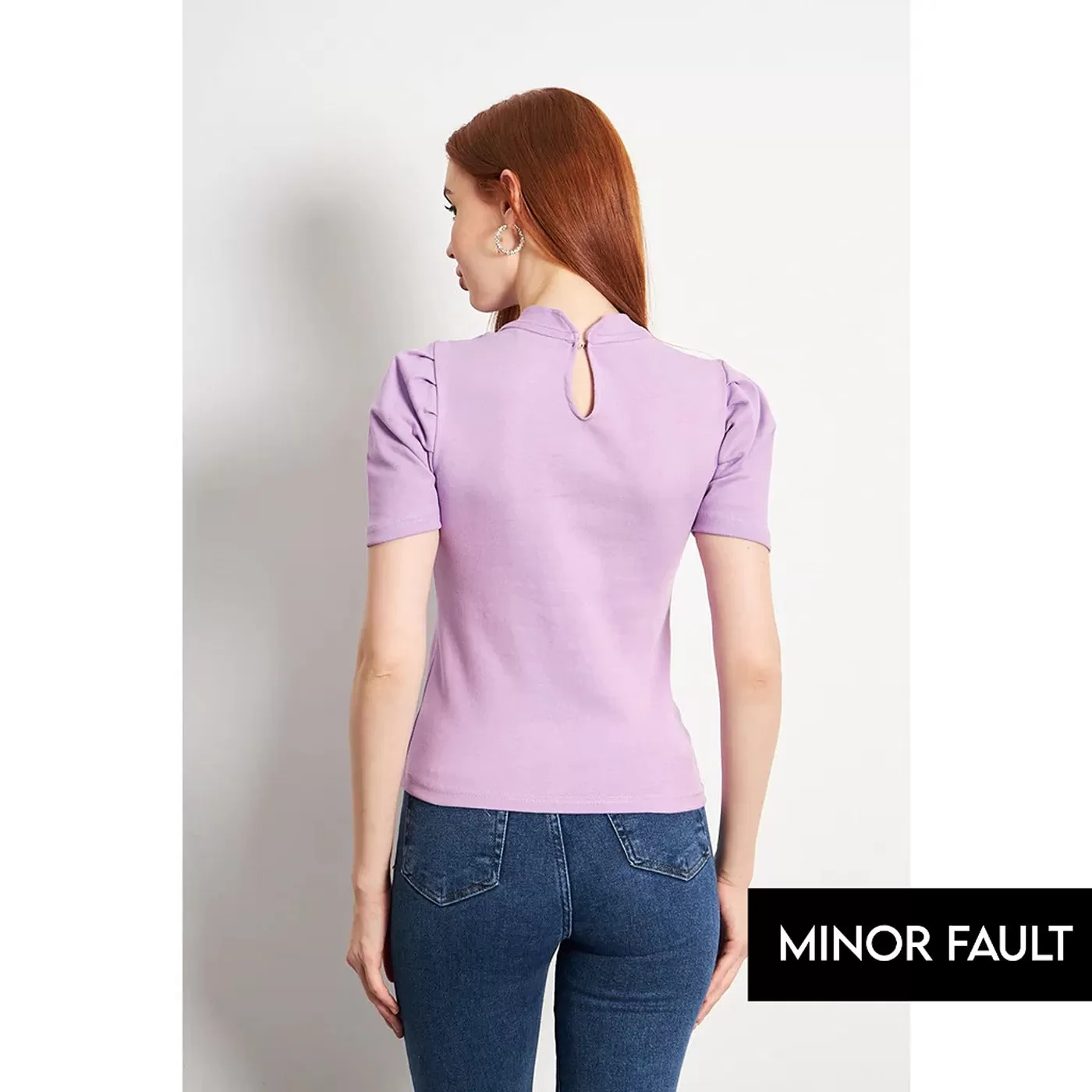 (Minor Fault) Lilac Puff Sleeves Knit Top