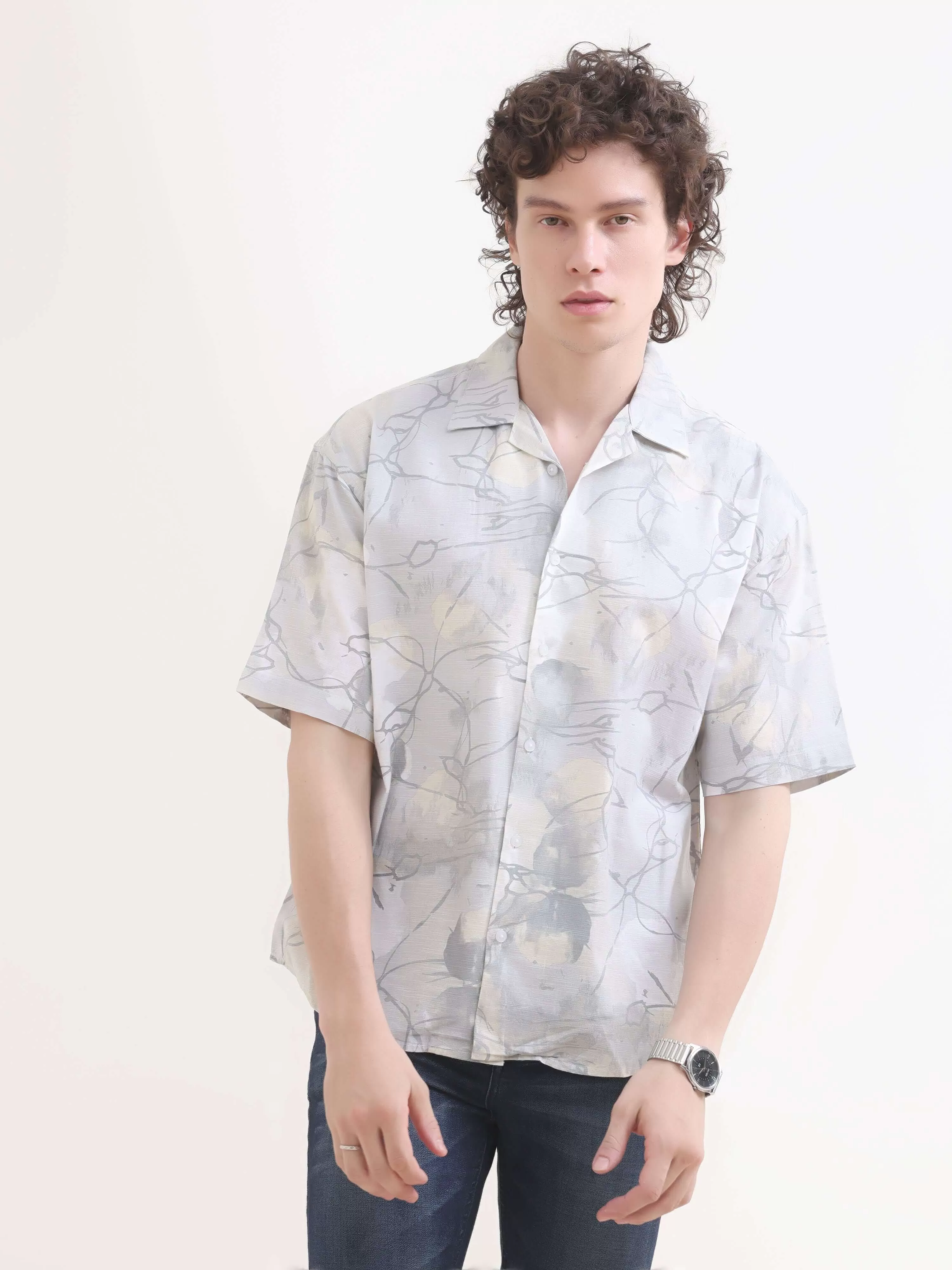 Mirajo dusky purple printed oversized shirt