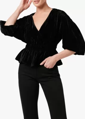 MONA VELVET WRAP SS TOP