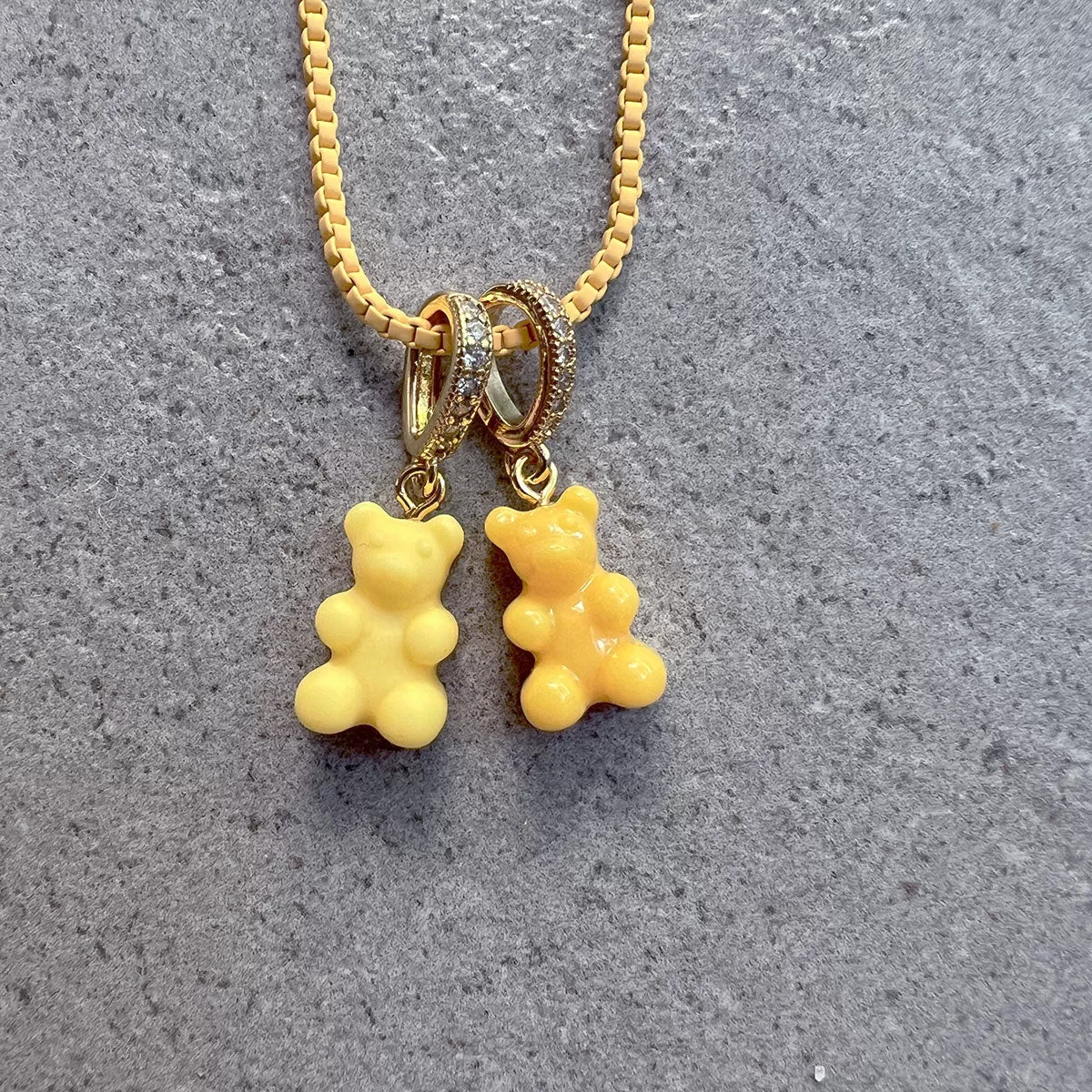 Nostalgia Bear Matte Pendant, Pave Gold Connector