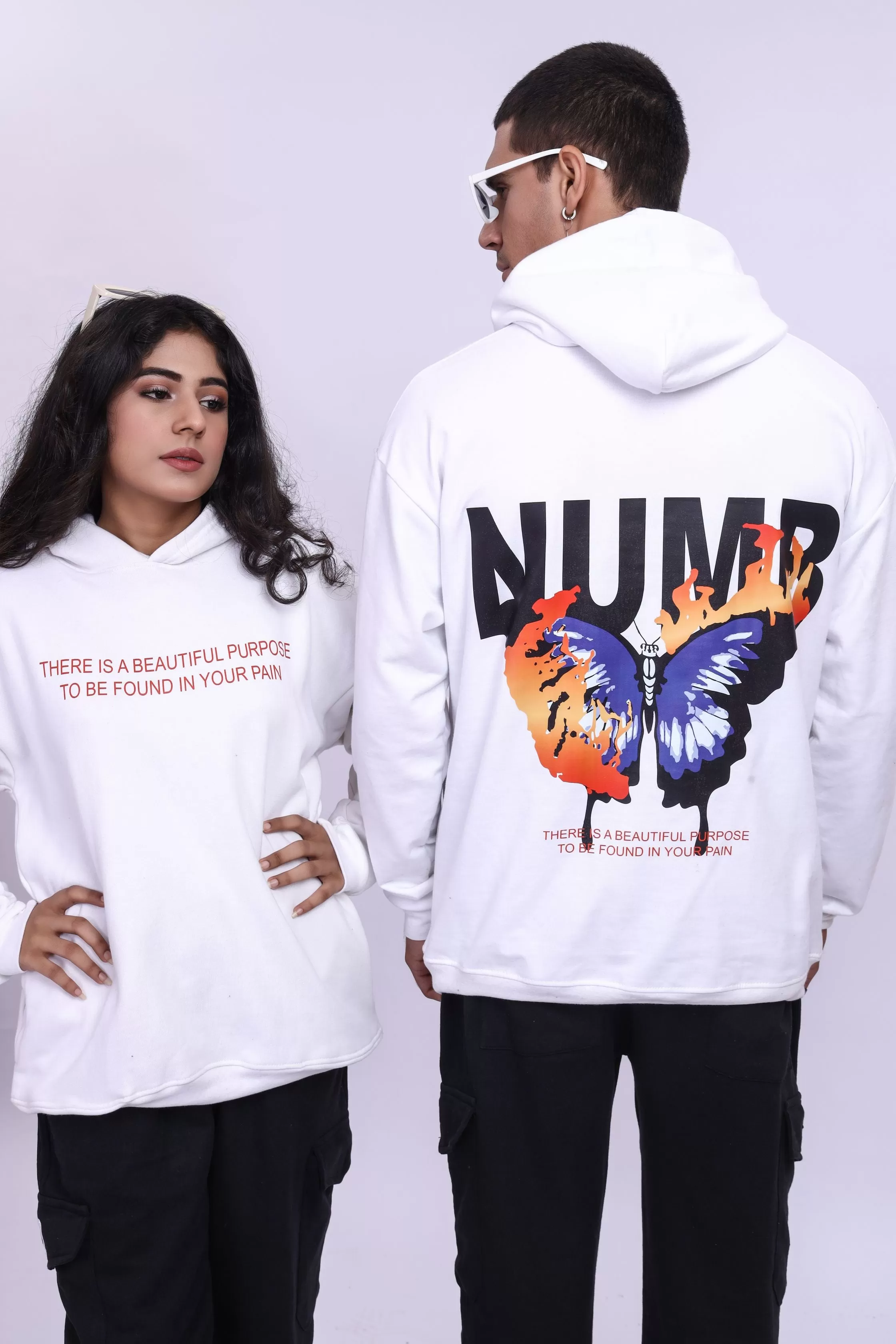 NUMB White Oversized Hoodie