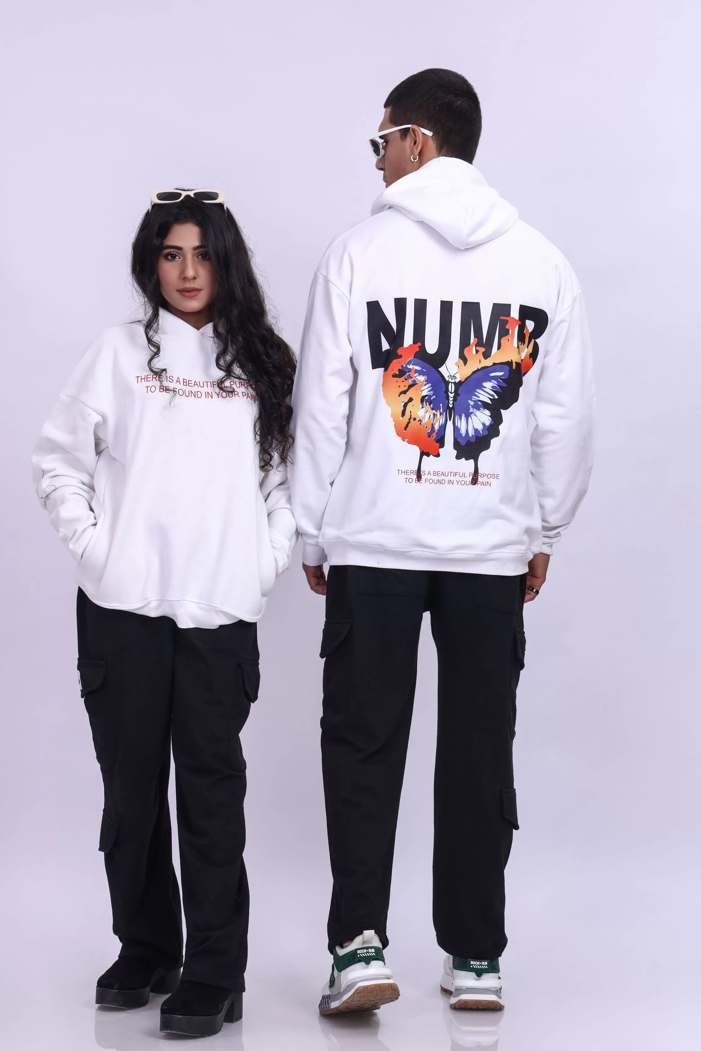 NUMB White Oversized Hoodie