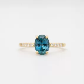 Oval Sapphire Pave Coursière Solitaire