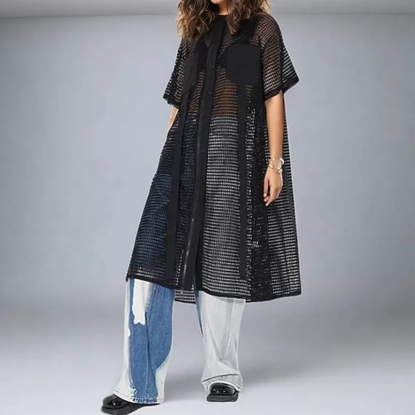 Oversized Fit Maxi Net Shirt