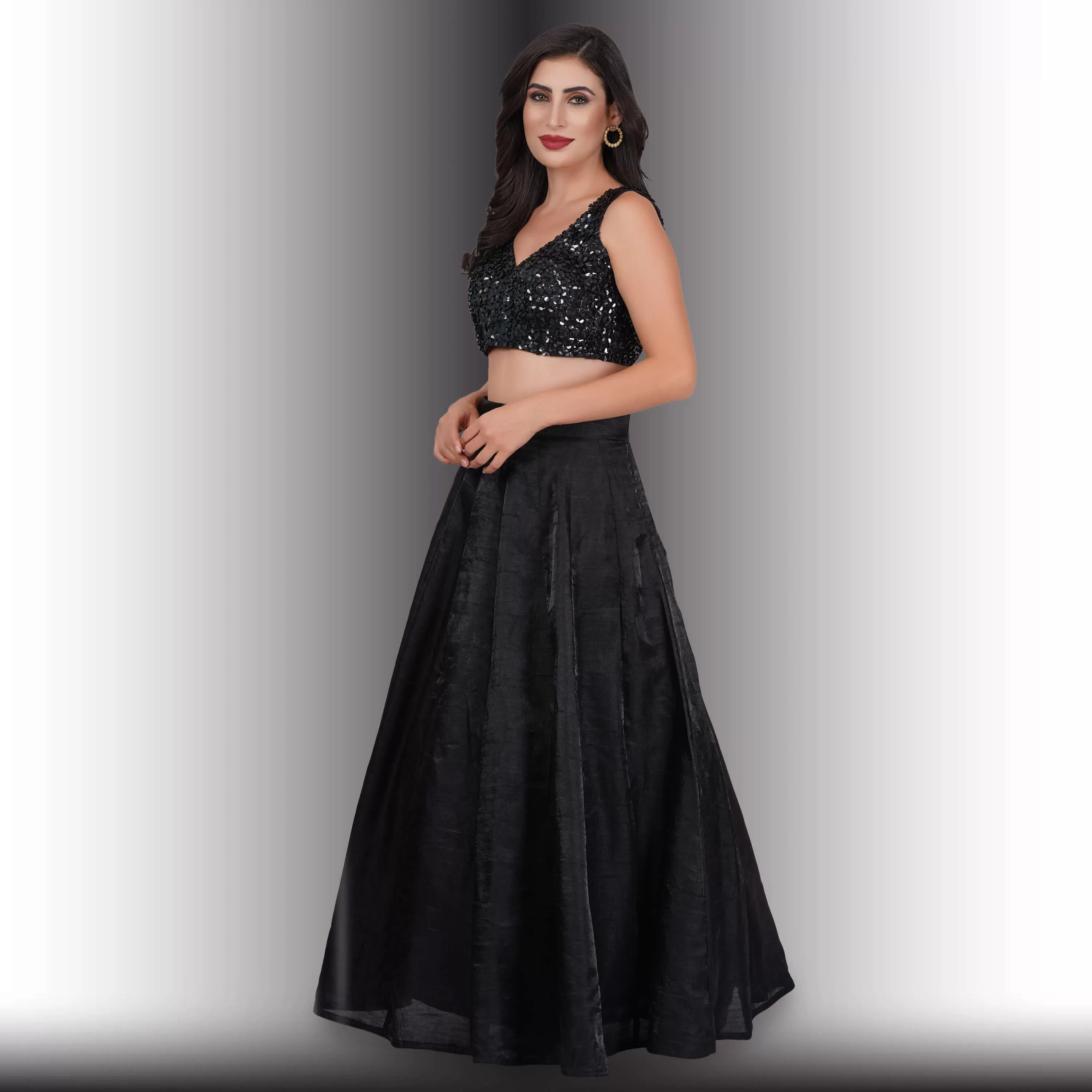 Party Wear Black and White lehenga