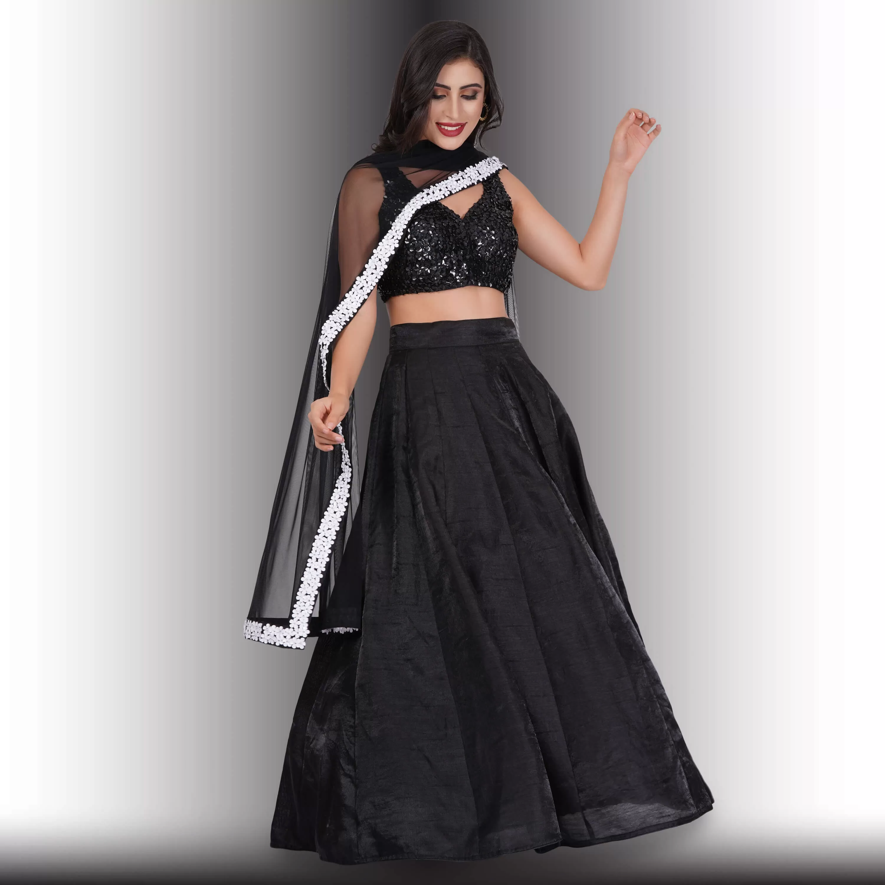 Party Wear Black and White lehenga