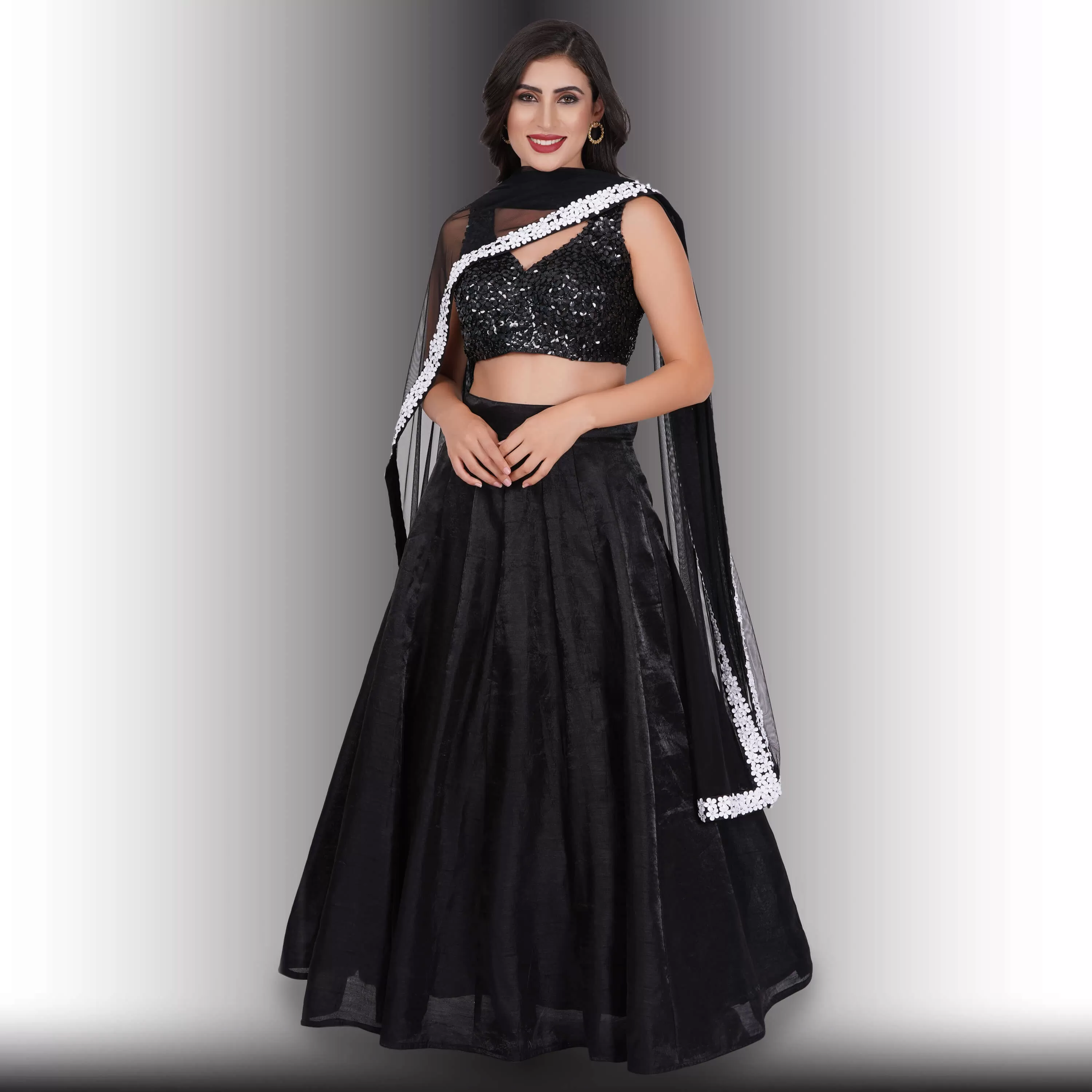 Party Wear Black and White lehenga