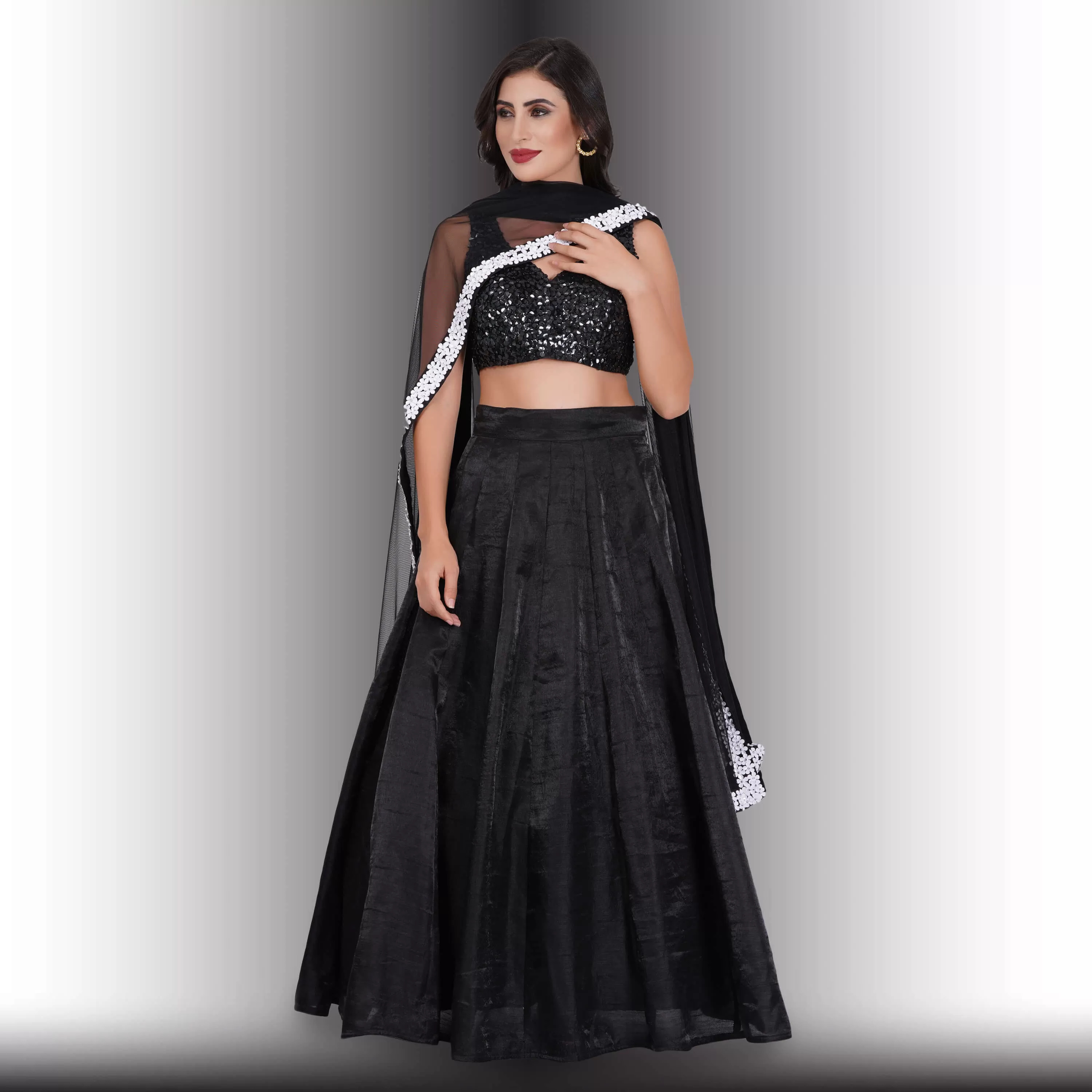 Party Wear Black and White lehenga