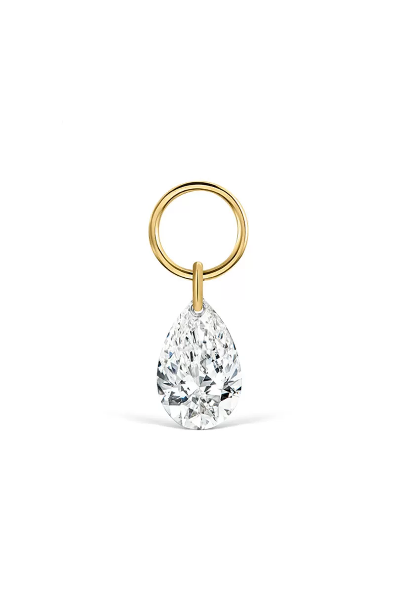 Pear Floating Diamond Charm - Yellow Gold