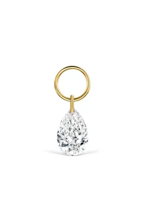 Pear Floating Diamond Charm - Yellow Gold