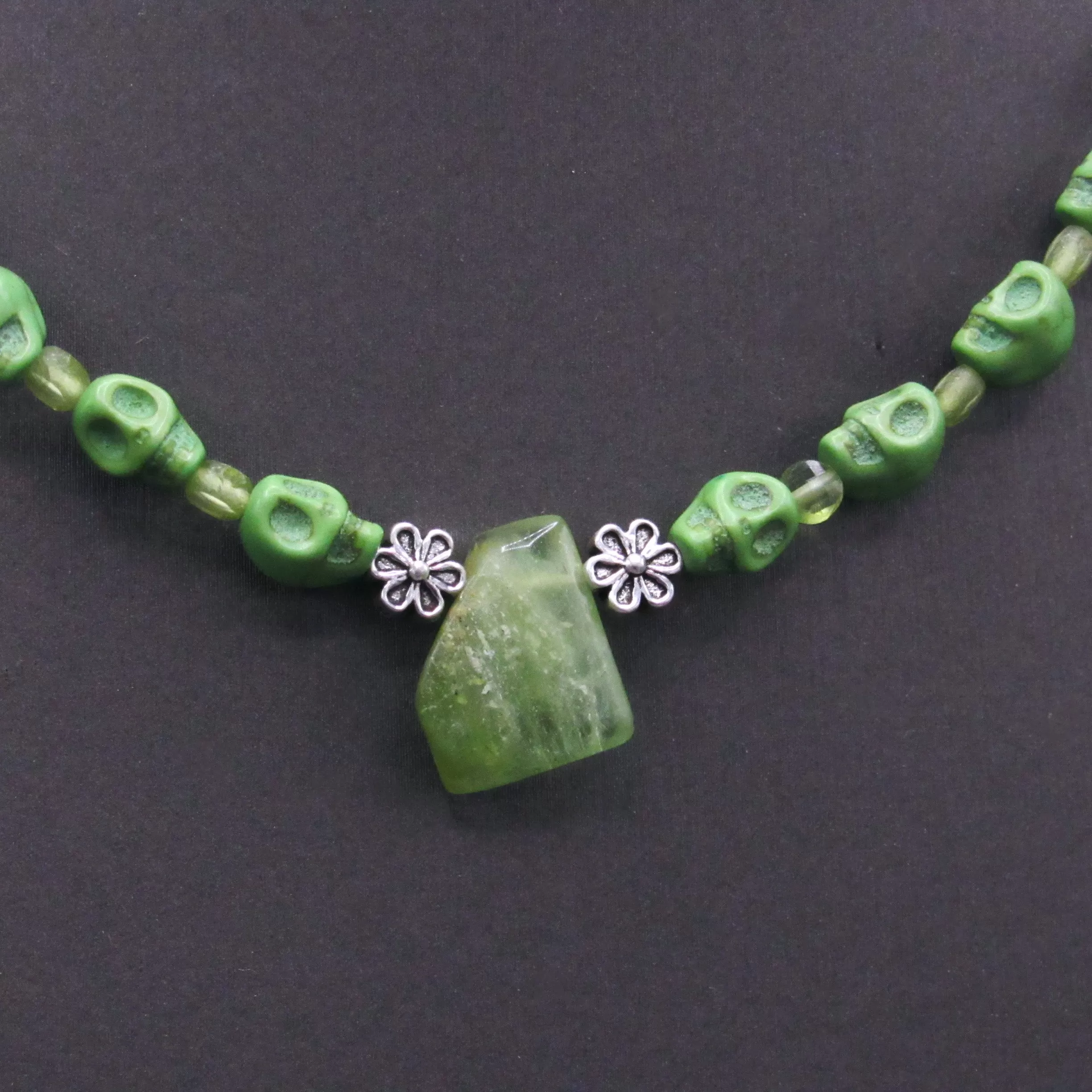 Peridot and Skull Necklace