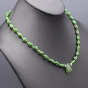 Peridot and Skull Necklace