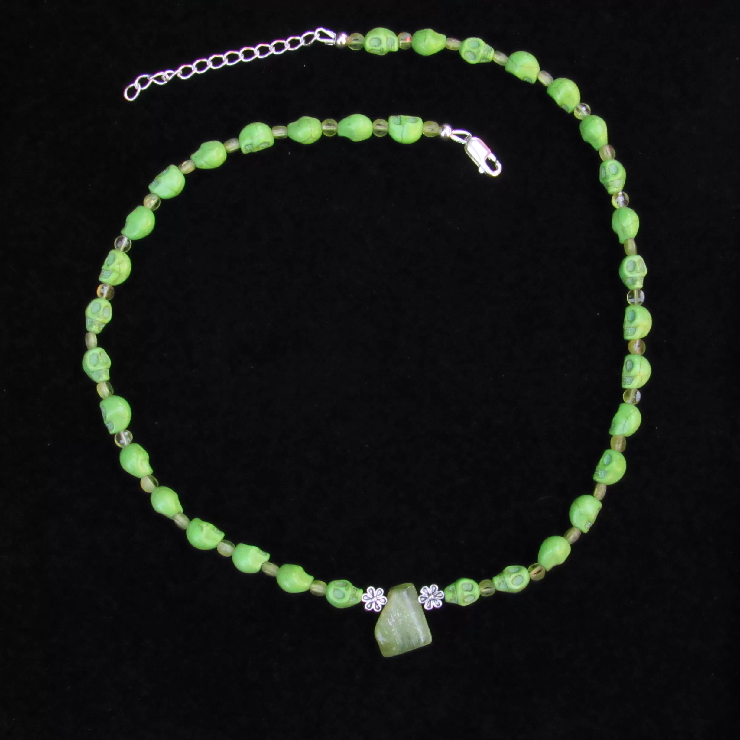 Peridot and Skull Necklace