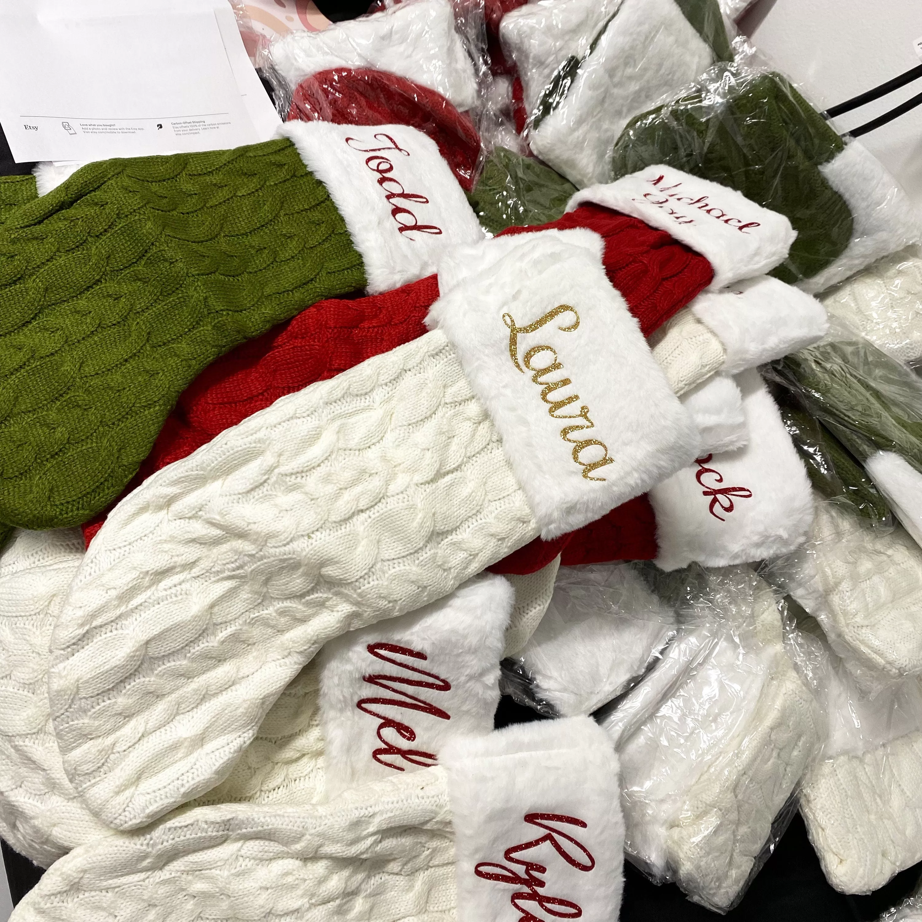 Personalized Christmas Knitted  Pom Pom Stockings