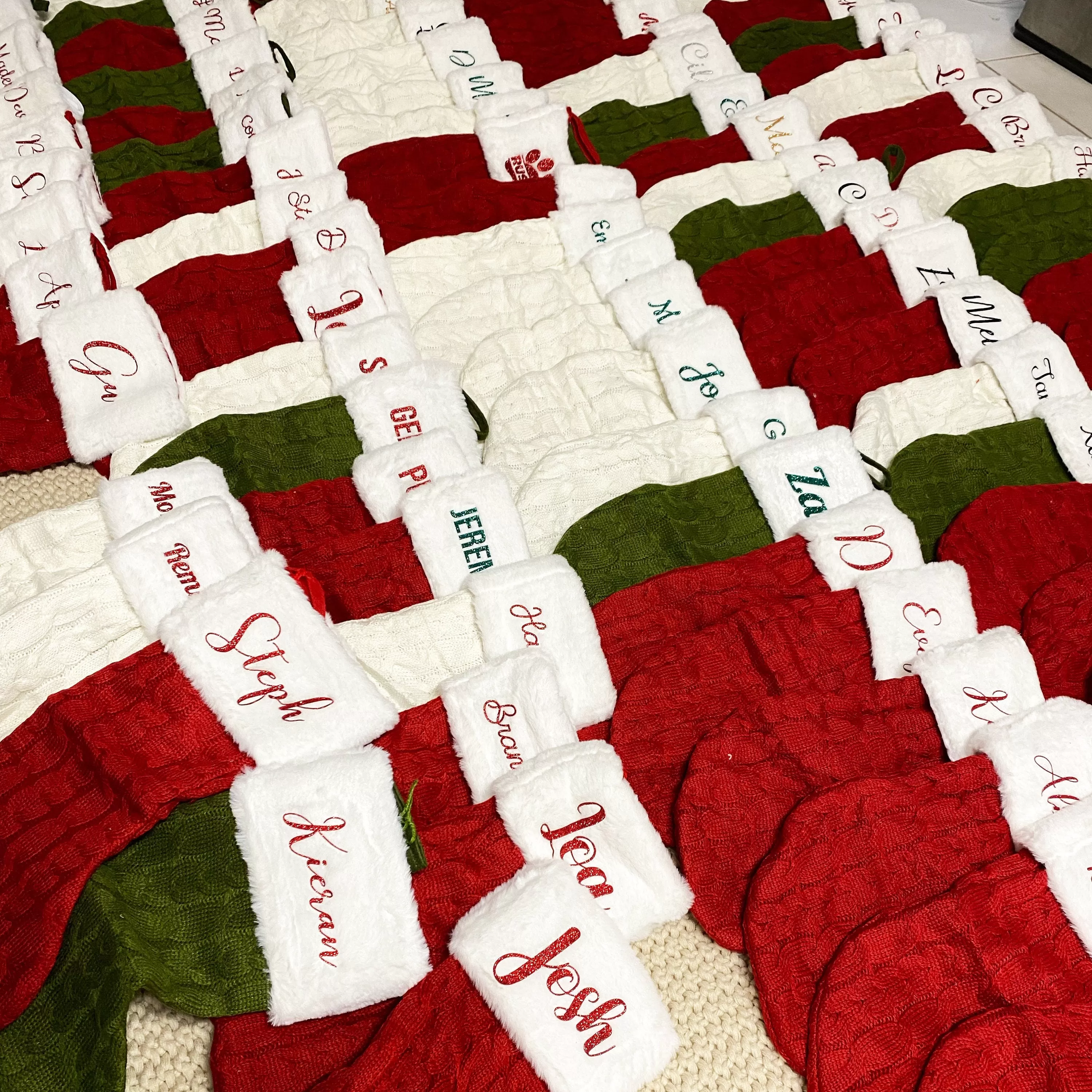 Personalized Christmas Knitted  Pom Pom Stockings