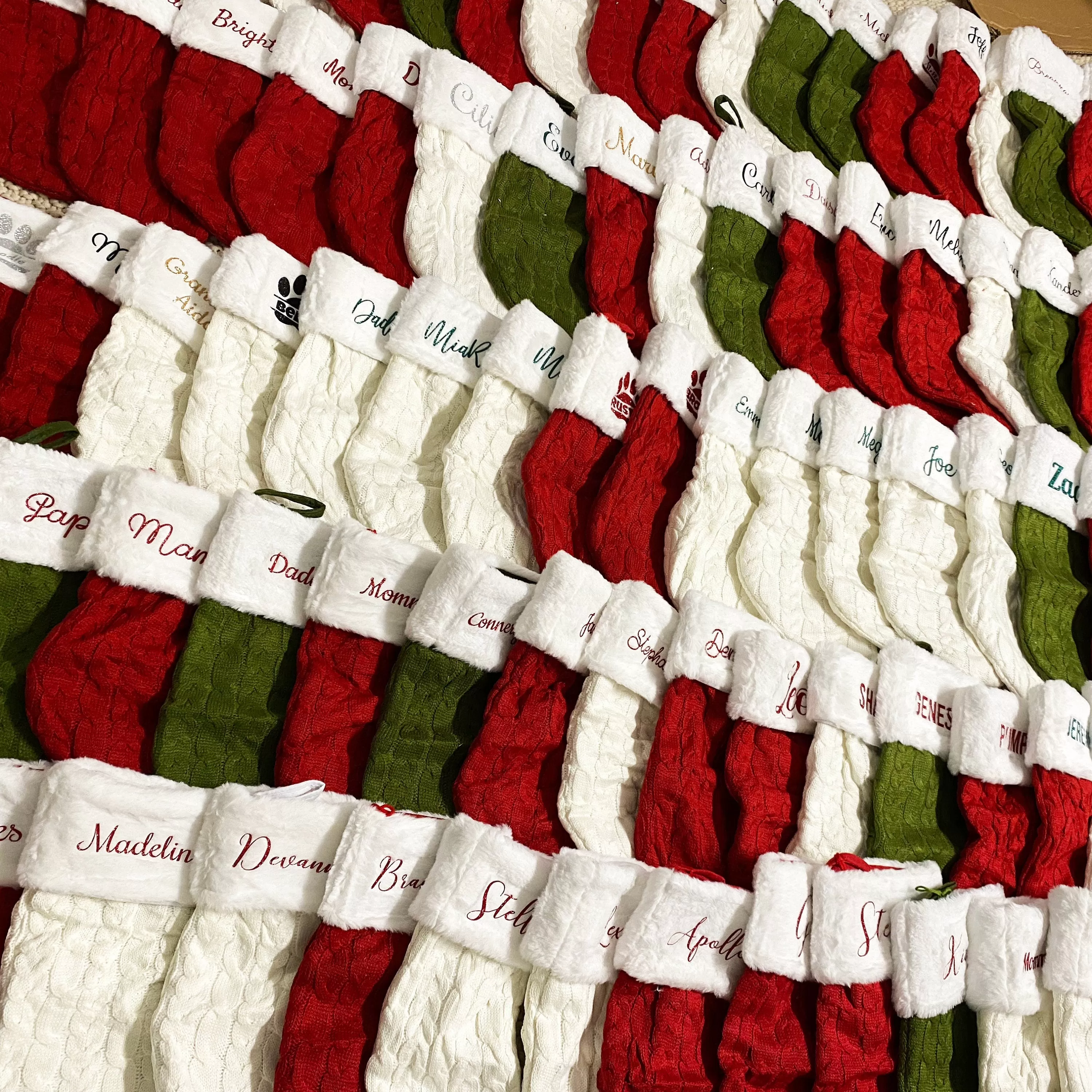 Personalized Christmas Knitted  Pom Pom Stockings