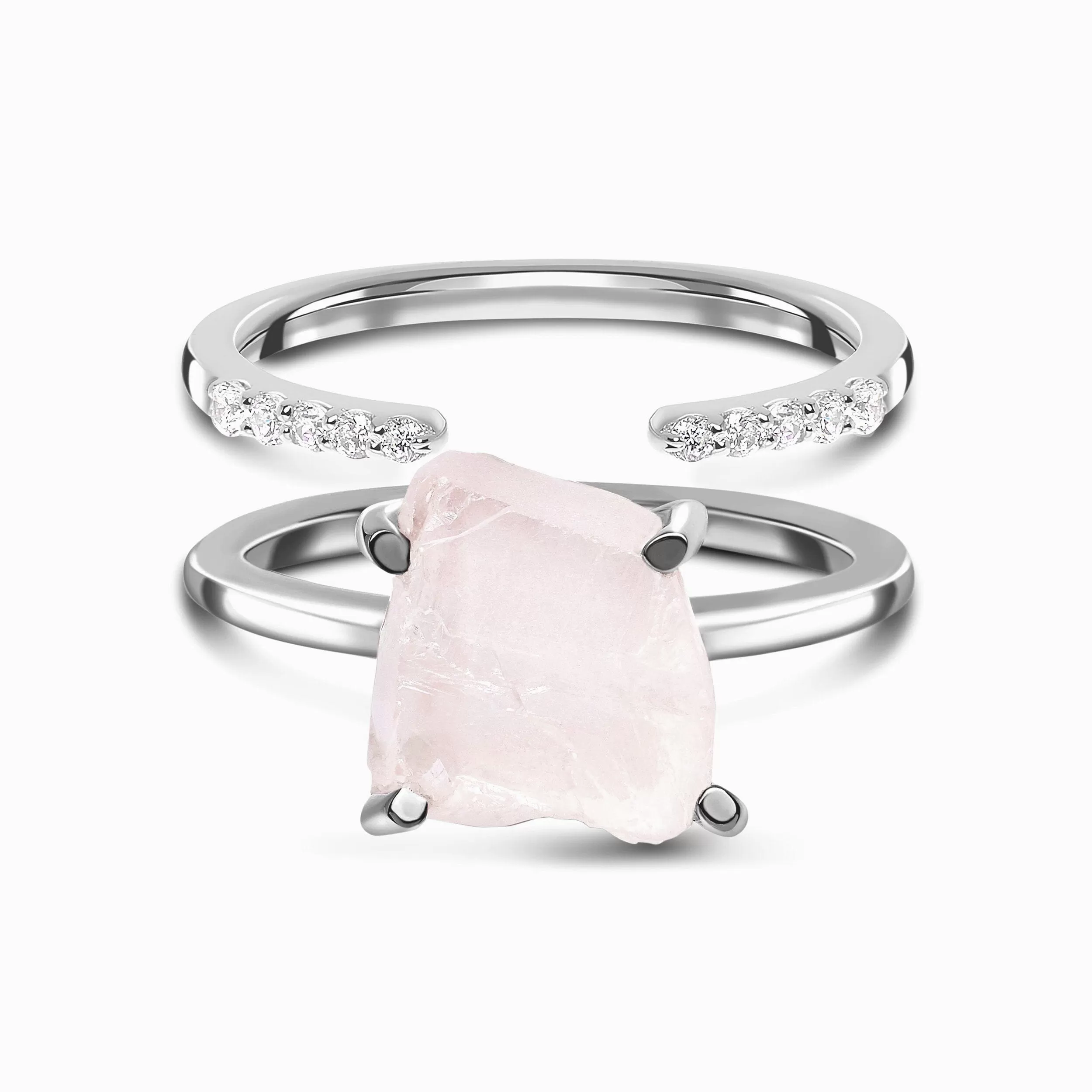 Petite Rose Quartz Ring & Twinkling Band