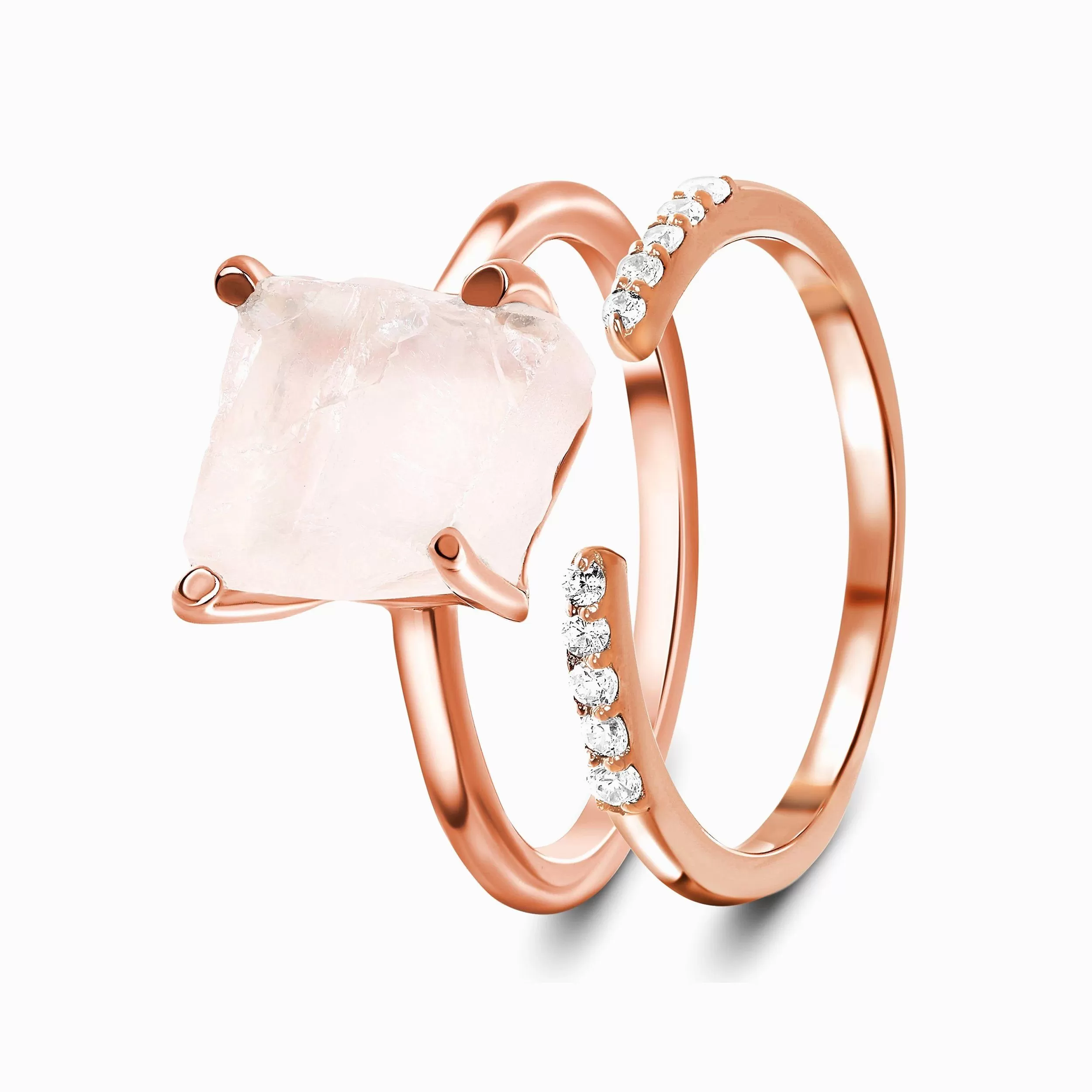 Petite Rose Quartz Ring & Twinkling Band