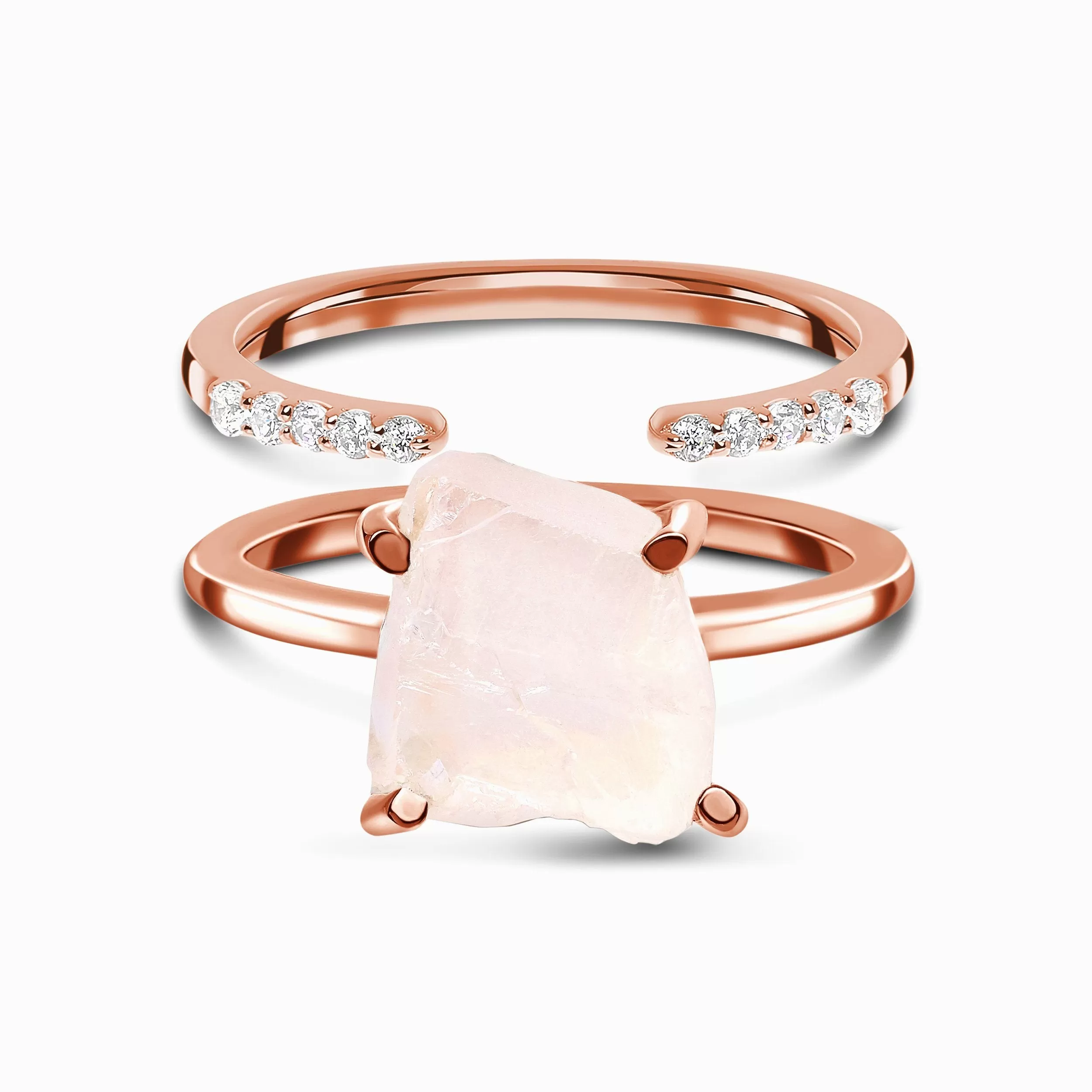 Petite Rose Quartz Ring & Twinkling Band