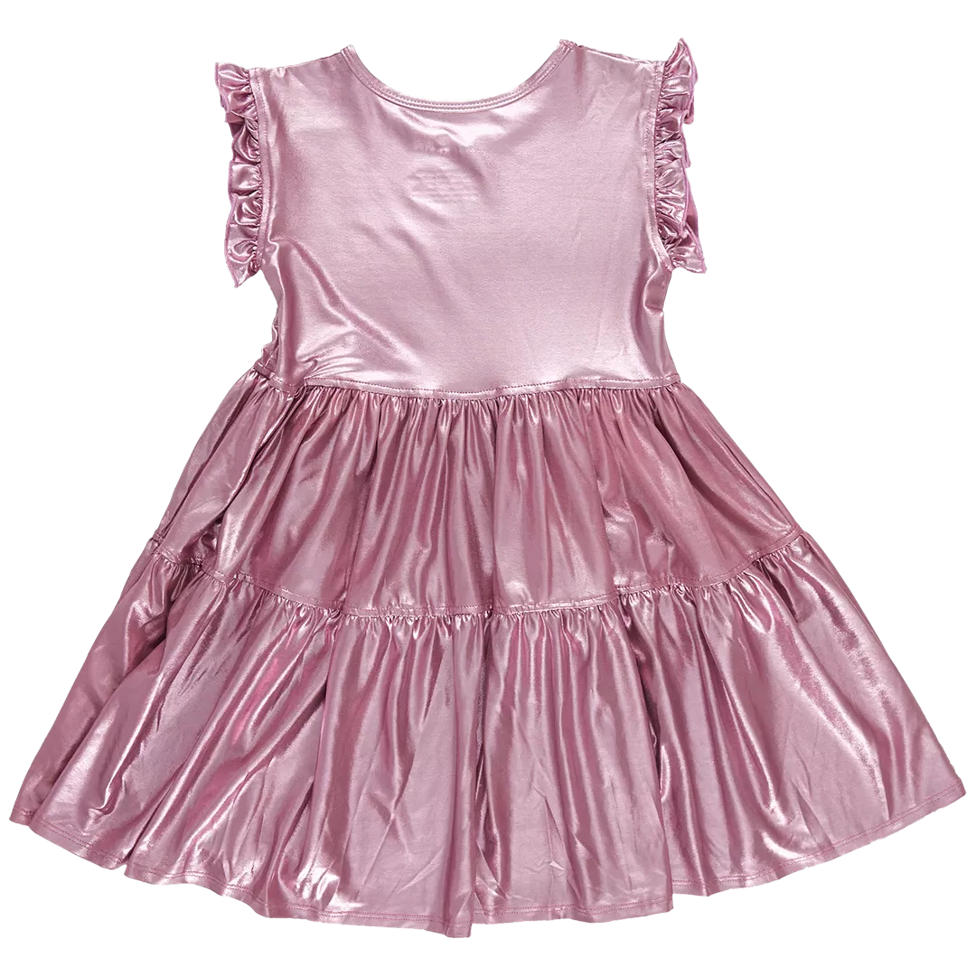 Pink Chicken Girls Polly Dress - Light Pink Lame