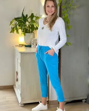 Plain Cotton Joggers - Turquoise