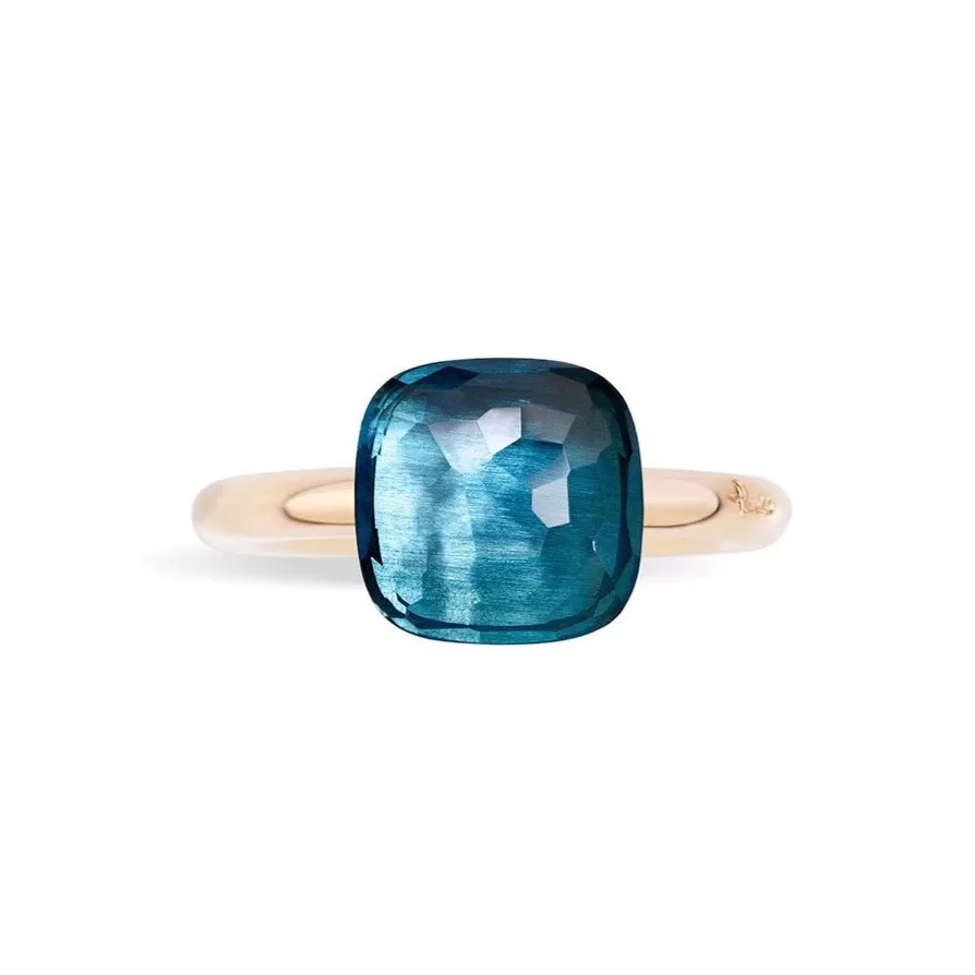 Pomellato - Nudo Classic - Stackable Ring with London Blue Topaz, 18k Rose and White Gold