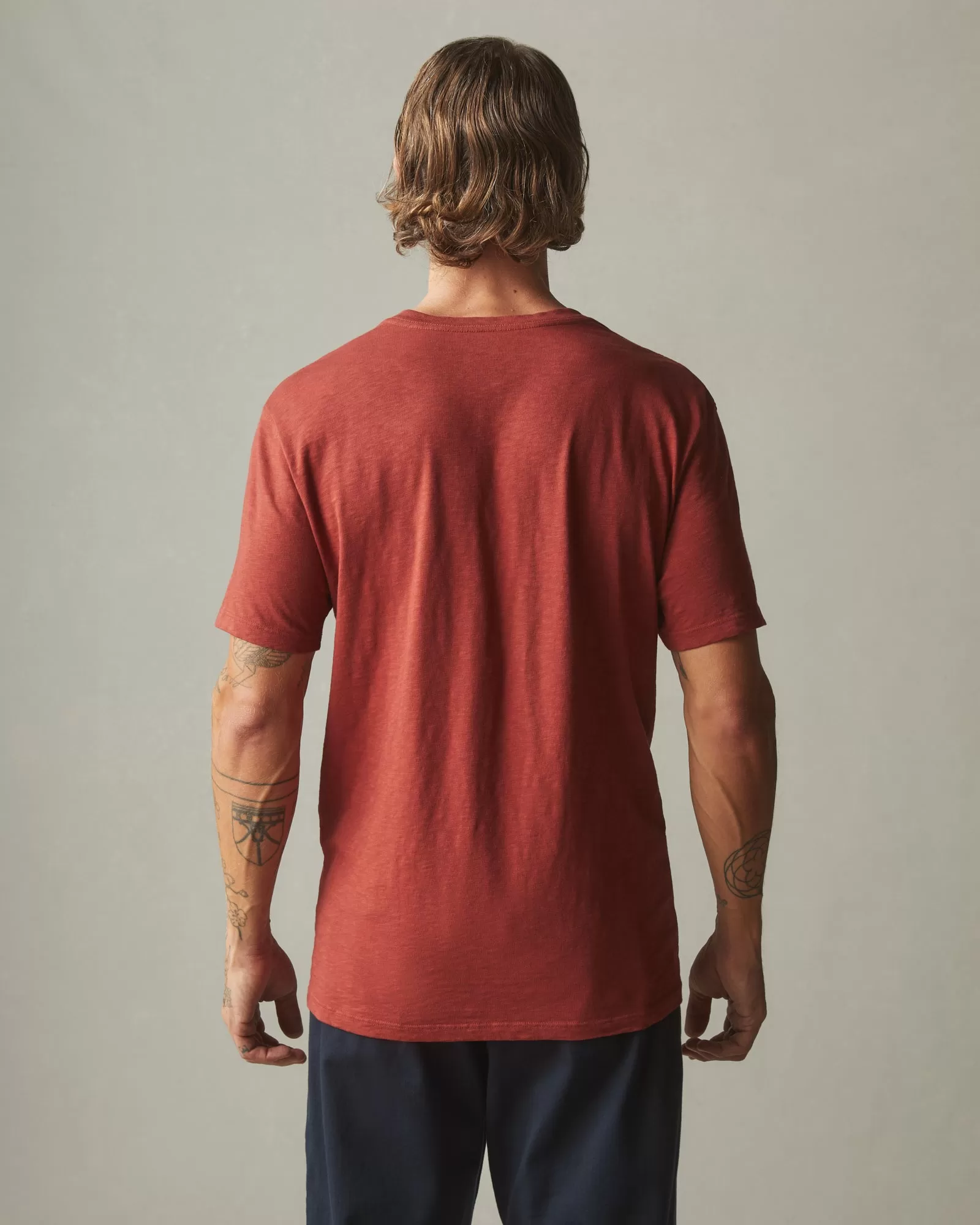 Premium Slub V-Neck Tee - Burnt Pepper