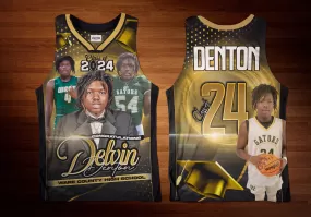 "Denton" Custom Designed Graduation 3D Basketball Jersey