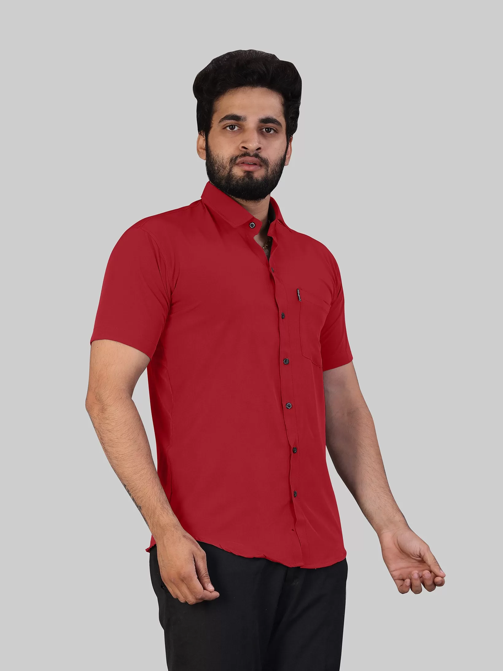 Red Expandable Short Sleeve Shirt