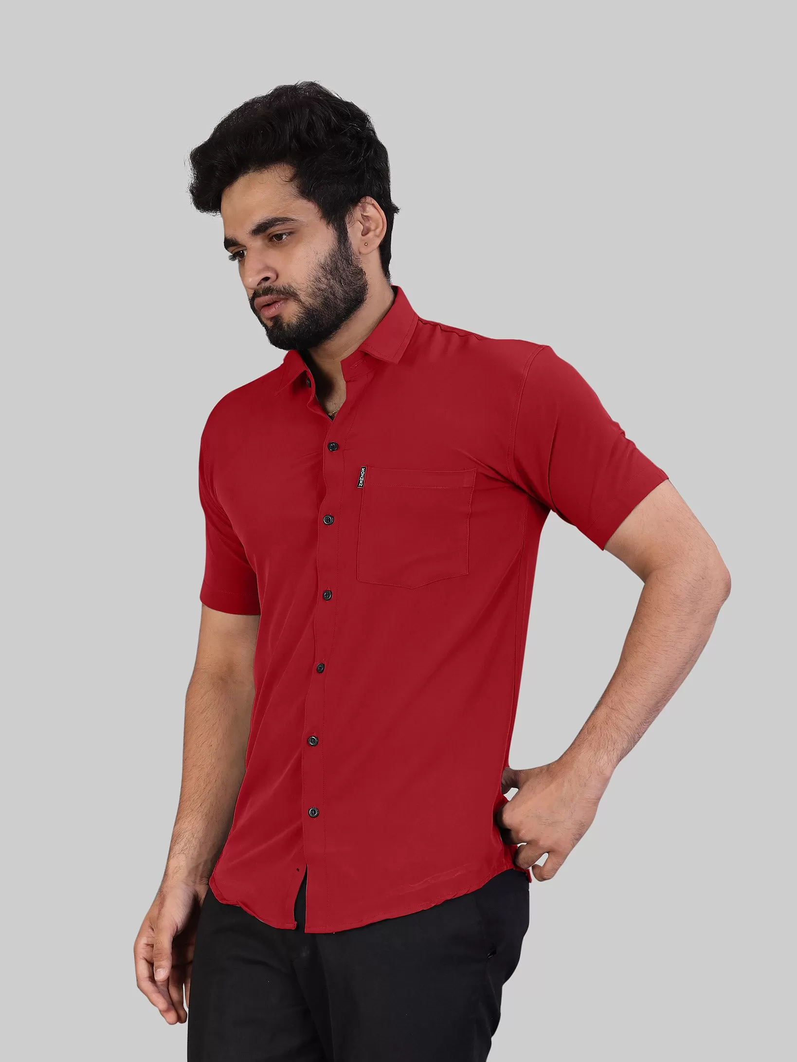 Red Expandable Short Sleeve Shirt