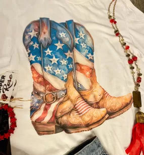 Red White & Boot Tee