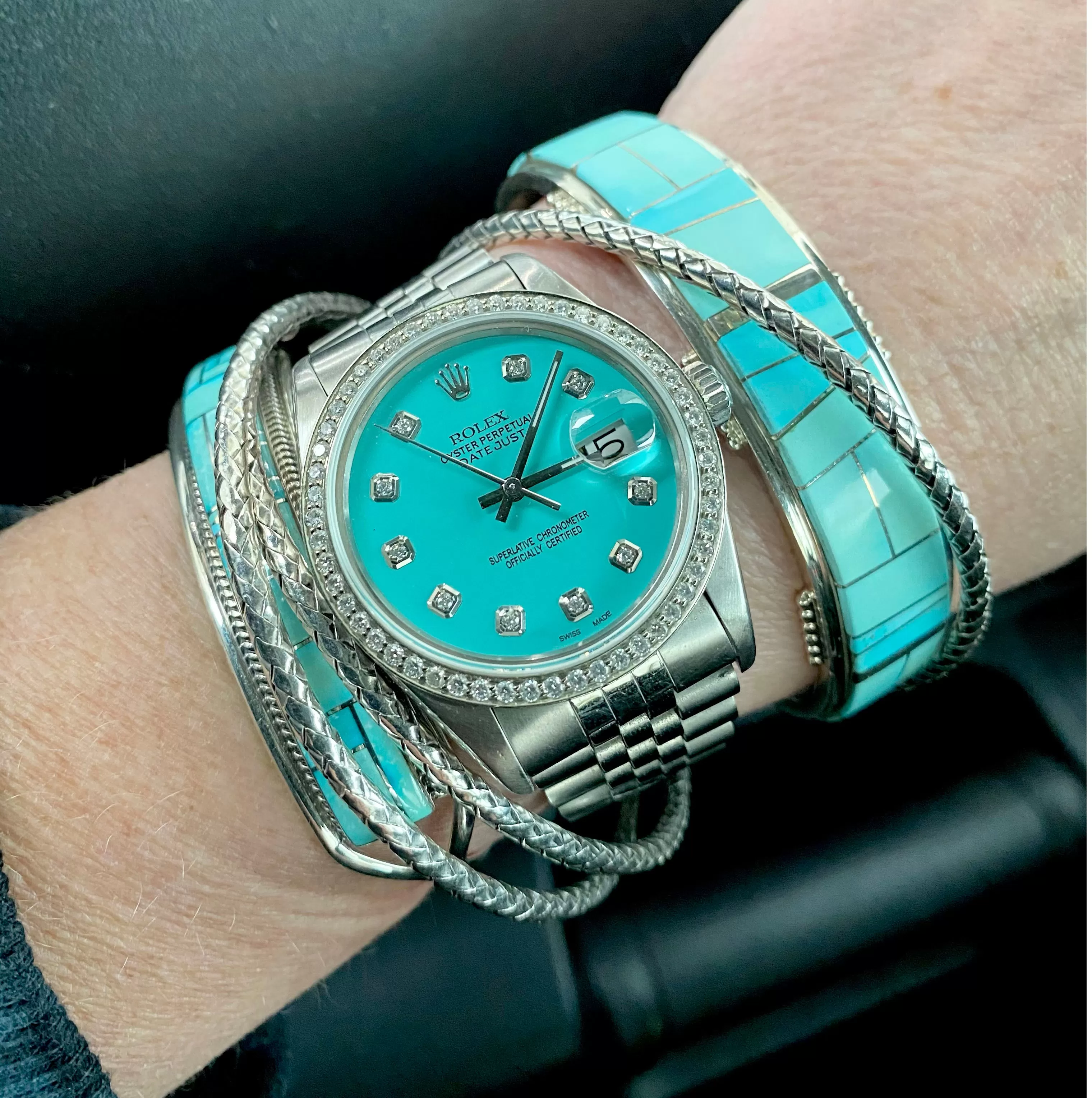 Refurbished/Pre-Owned Custom "Turquoise" Rolex Watch